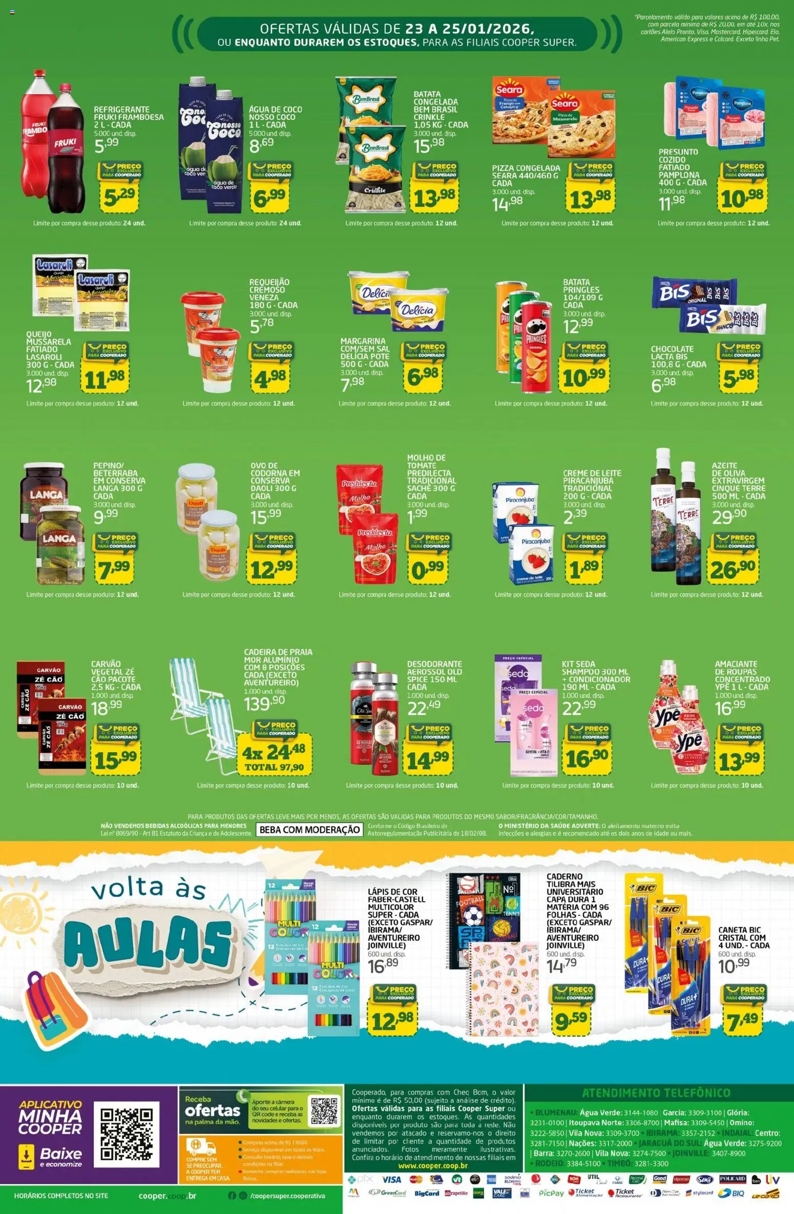 Cooper Folheto - válido de 23.01.2026 | Página: 2 | Produtos: Pizza, Caderno, Mussarela, Margarina
