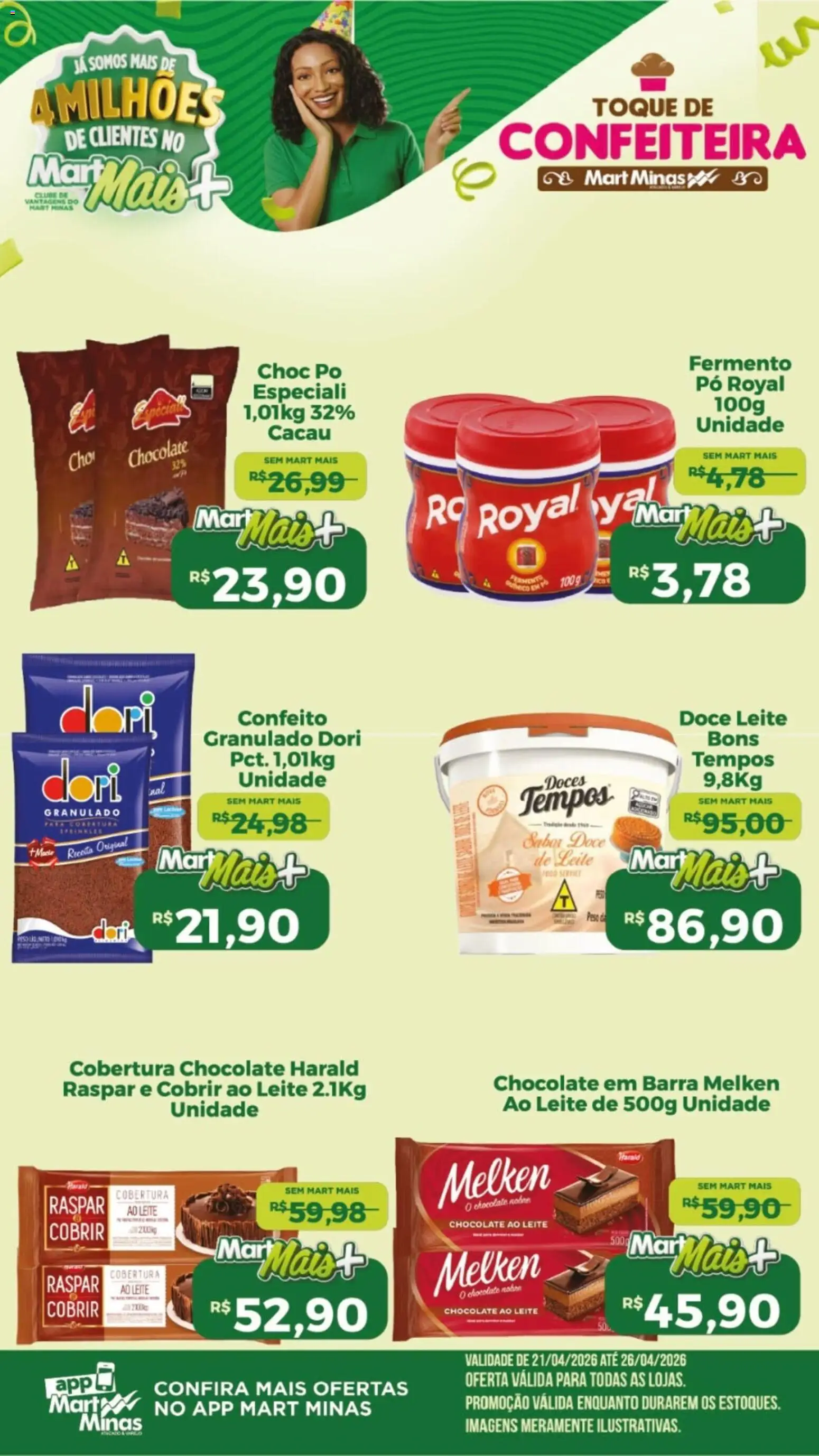 Mart Minas Folheto - válido de 21.04.2026 | Página: 1 | Produtos: Pó, Leite, Chocolate, Granulado