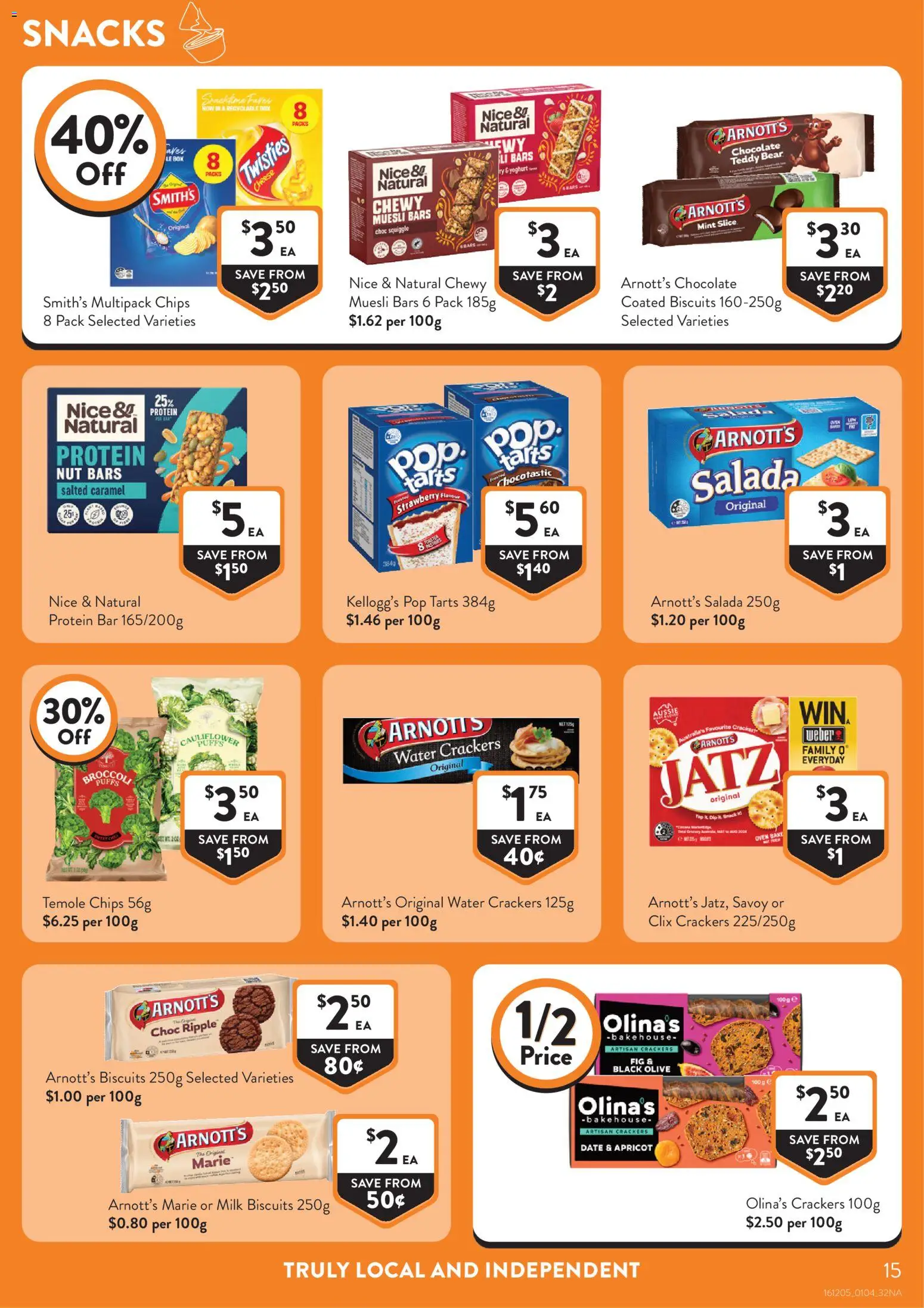 Foodworks catalogue - valid from 01.04.2026 | Page: 15 | Products: Crackers, Chocolate, Chips, Water