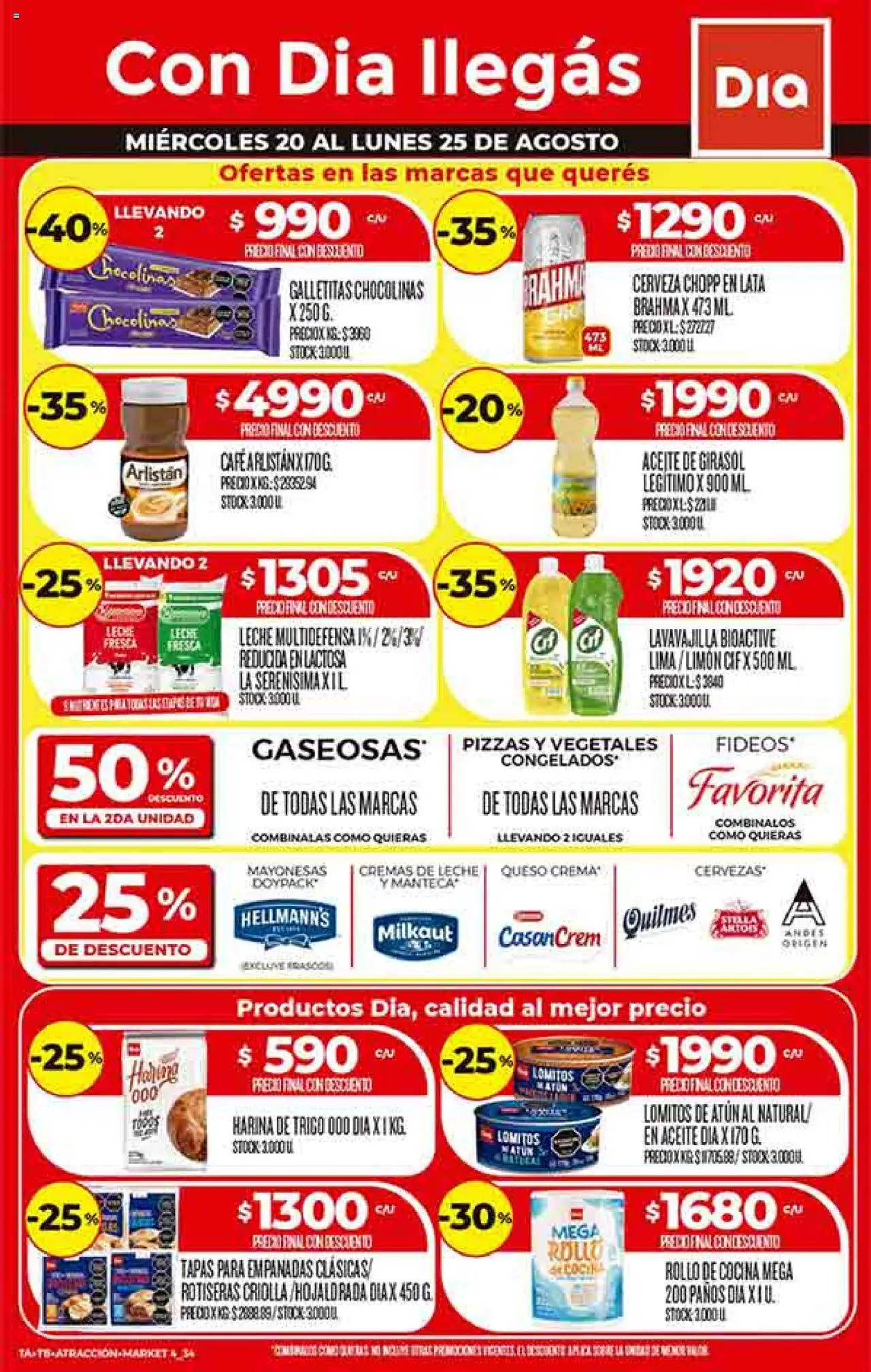Supermercado DIA Ofertas │ válido desde el 20.08.2025 | Página: 1 | Productos: Galletitas, Aceite, Lima, Manteca