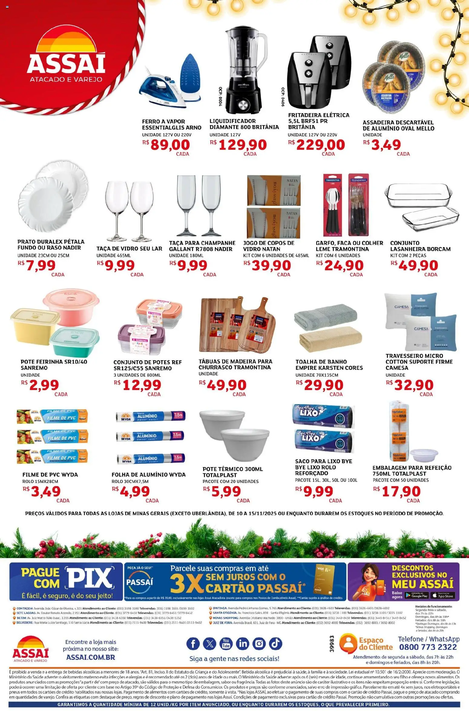 Assaí Atacadista Folheto - válido de 10.11.2025 | Página: 4 | Produtos: Ferro, Rolo, Fritadeira elétrica, Potes