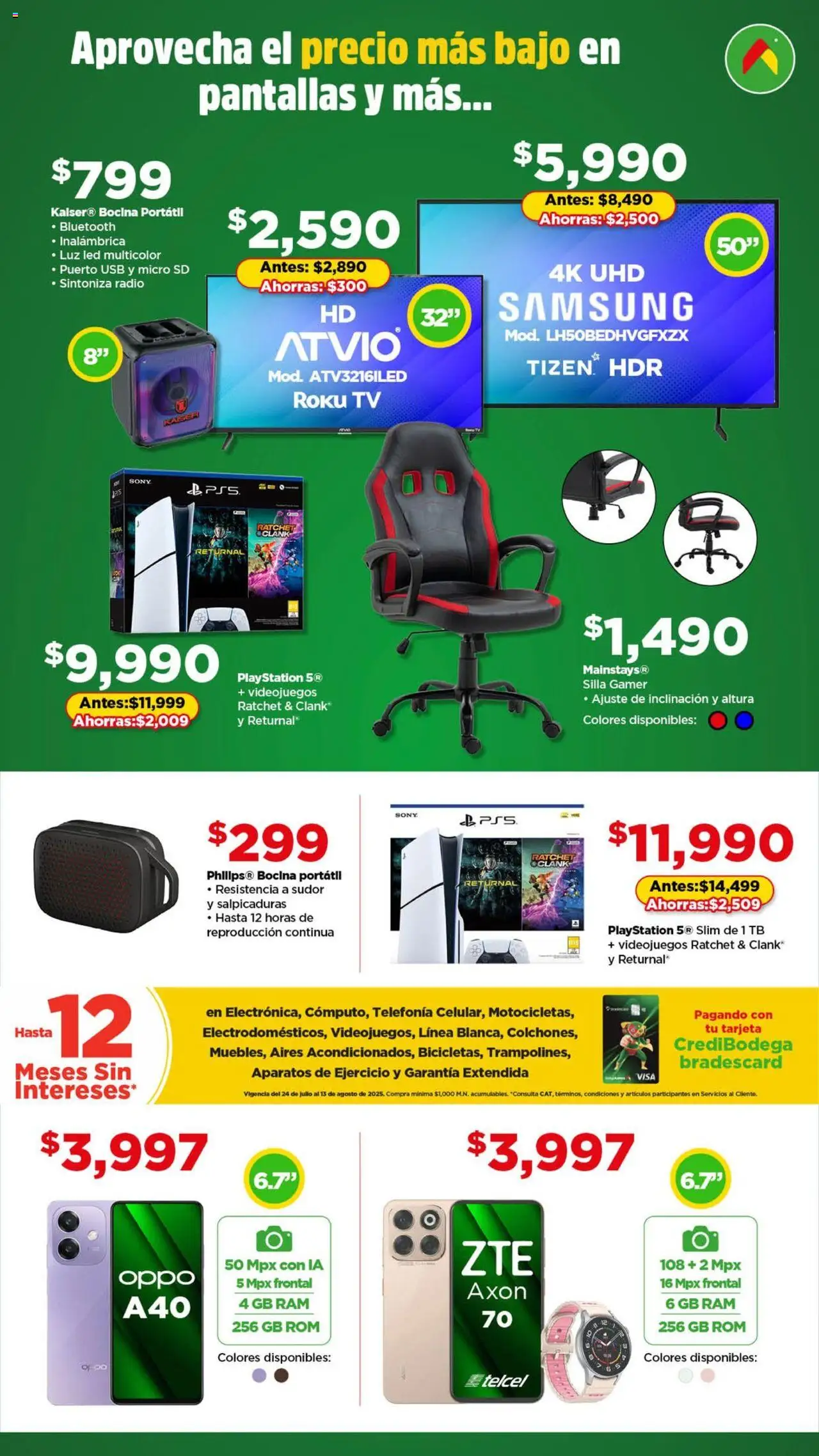 Nuevas ofertas de Bodega Aurrerá válidas en toda la República Mexicana desde el 24.07.2025. ¡Encuentra las mejores ofertas en Bodega Aurrerá - Folleto Aquí si te Alcanza! | Página: 4 | Productos: Usb, Silla, Micro SD, Silla gamer