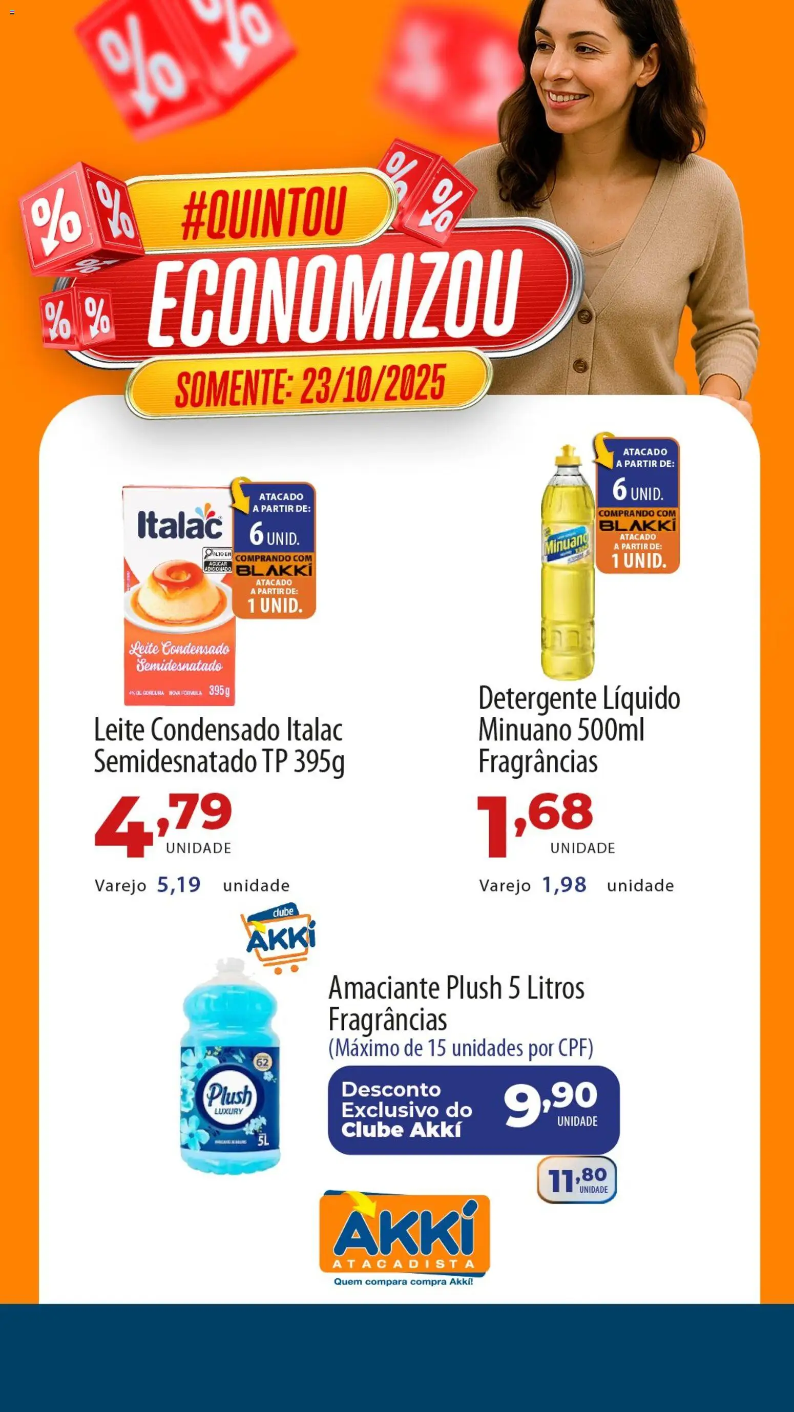 Akki Atacadista Folheto - válido de 23.10.2025 | Página: 3 | Produtos: Detergente, Leite, Leite condensado, Amaciante