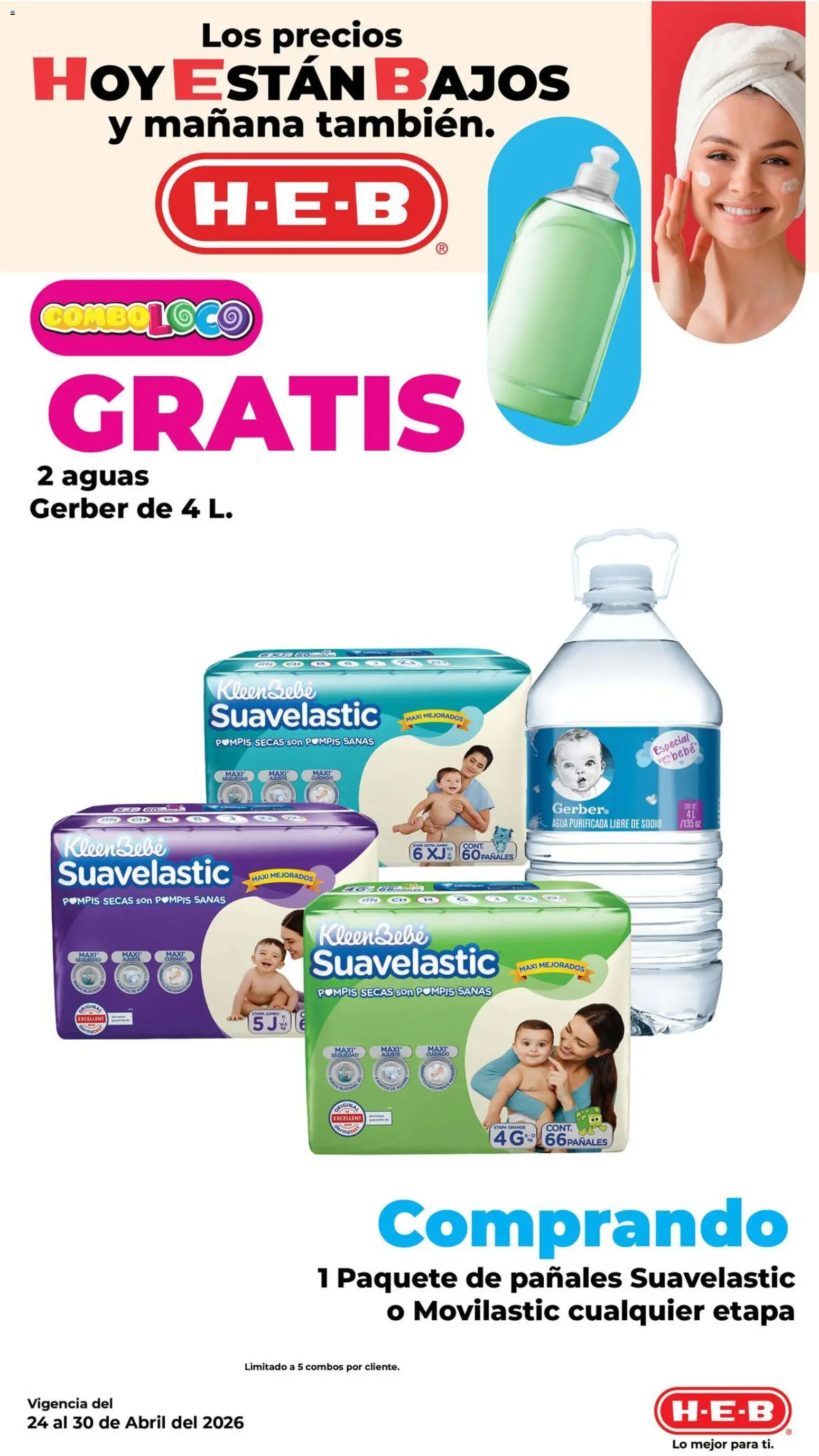Nuevas ofertas de H-E-B válidas en toda la República Mexicana desde el 24.04.2026. ¡Encuentra las mejores ofertas en H-E-B folleto! | Página: 13 | Productos: Agua, Pañales