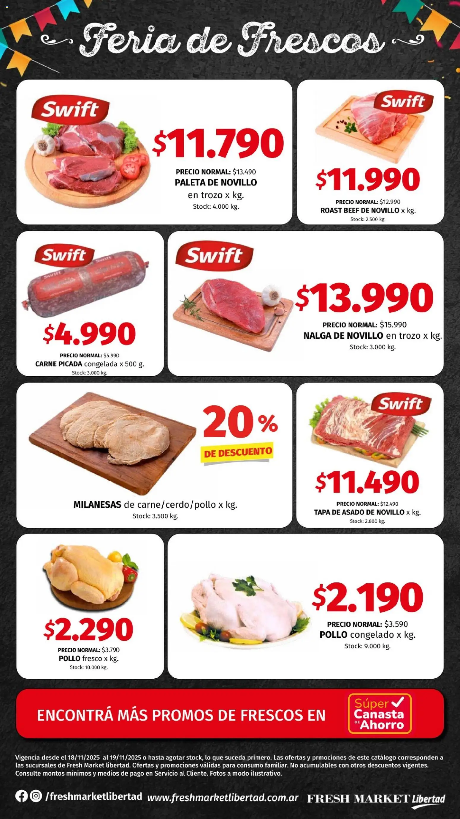 Hipermercado Libertad - Feria de Frescos │ válido desde el 18.11.2025 | Página: 2 | Productos: Pollo, Paleta, Canasta