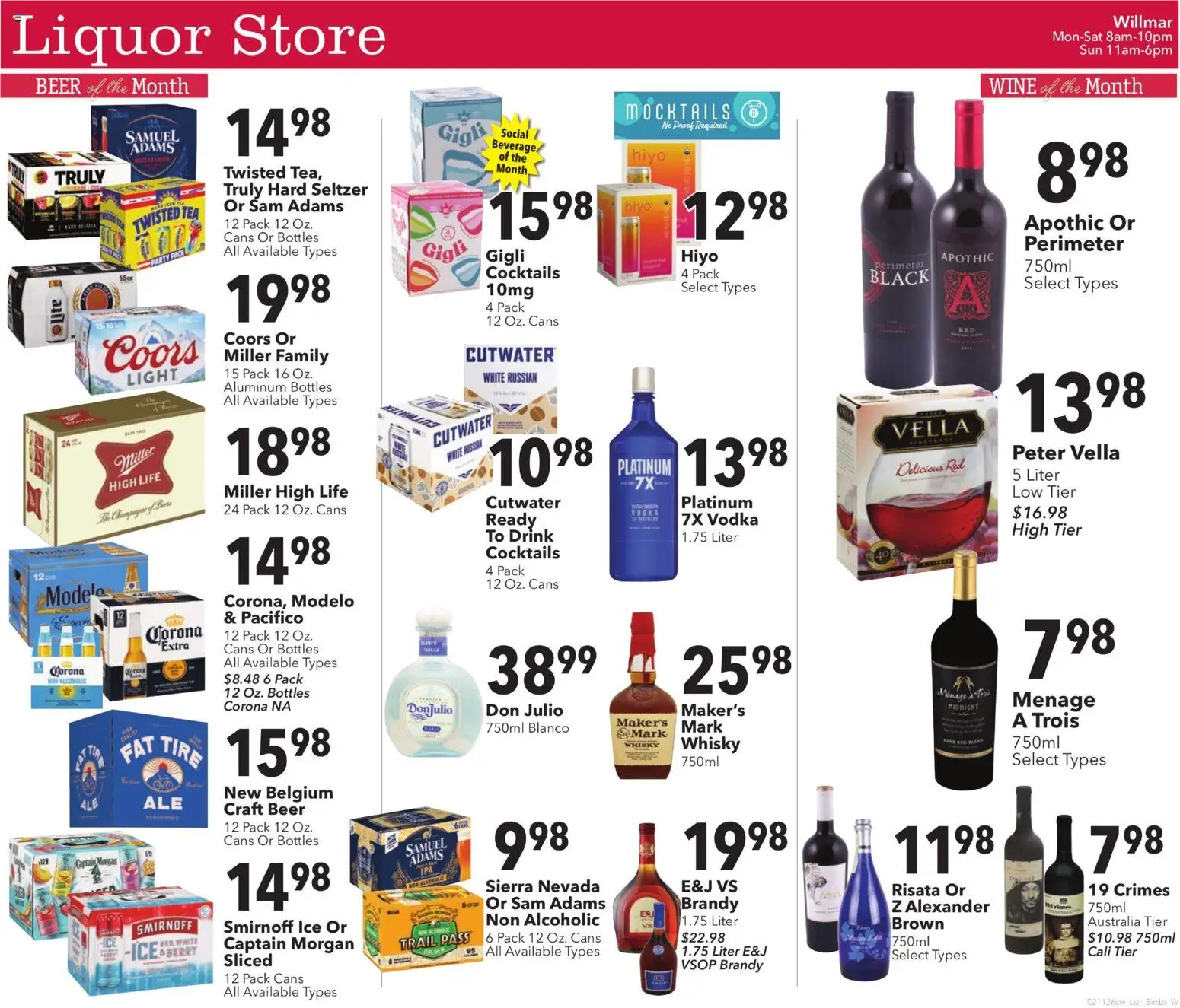 Cash Wise Liquor Store - valid from 11.02.2026 | Page: 1 | Products: Tire, Wine, Beer, Vodka