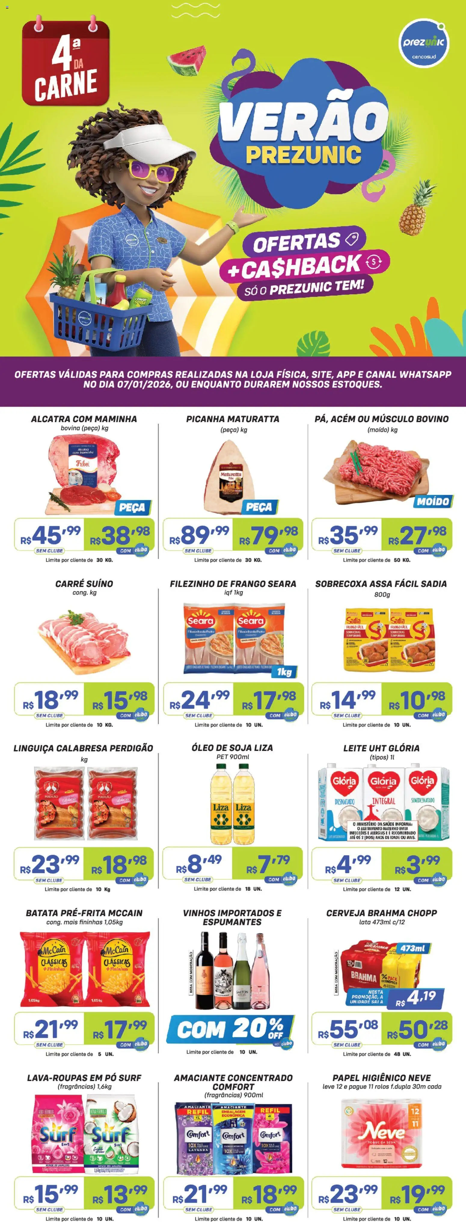 Prezunic Folheto - válido de 07.01.2026 | Página: 1 | Produtos: Pó, Alcatra, Leite, Frango