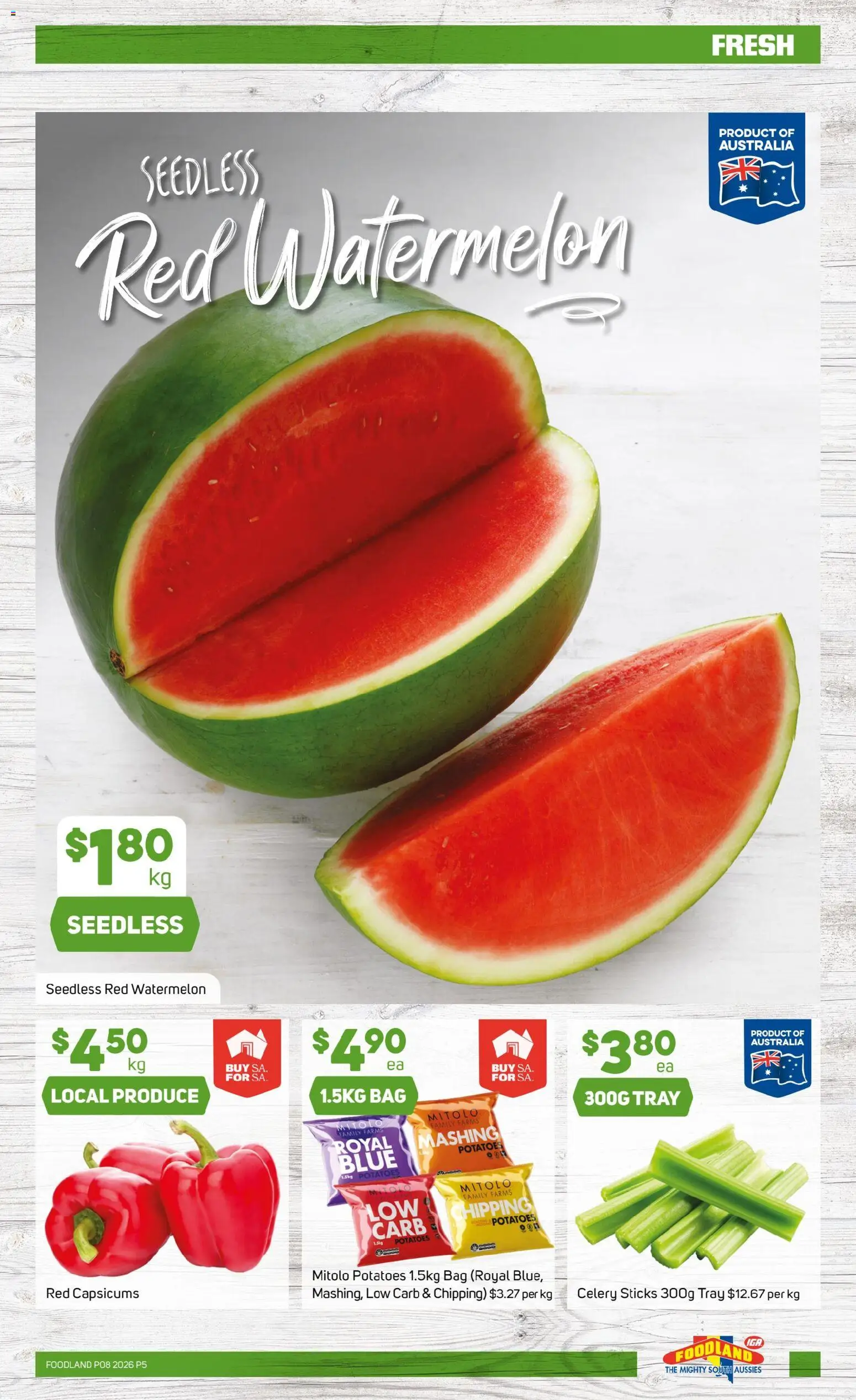 Foodland catalogue - valid from 18.02.2026 | Page: 5 | Products: Potatoes, Watermelon, Bag