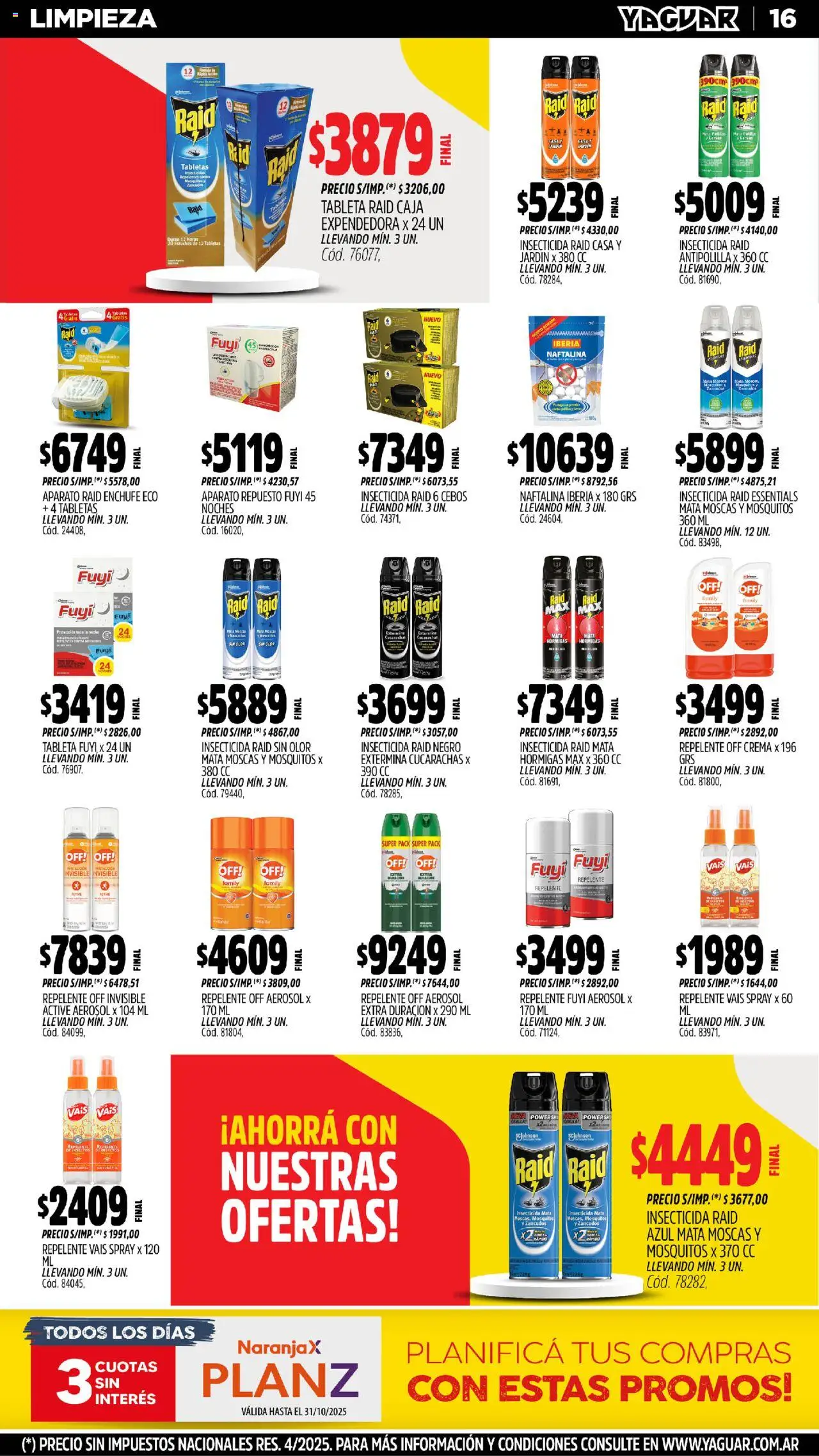 Yaguar - Córdoba │ válido desde el 20.10.2025 | Página: 16 | Productos: Mata moscas, Tableta, Repelente, Caja