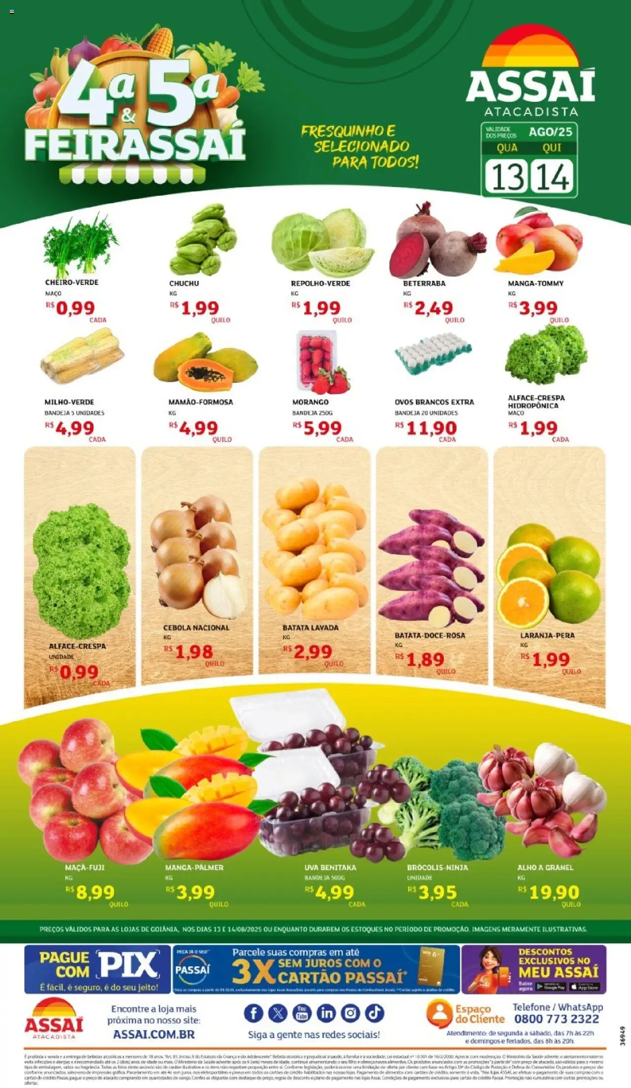 Assaí Atacadista Folheto - válido de 13.08.2025 | Página: 1 | Produtos: Chuchu, Cebola, Ovos, Batata