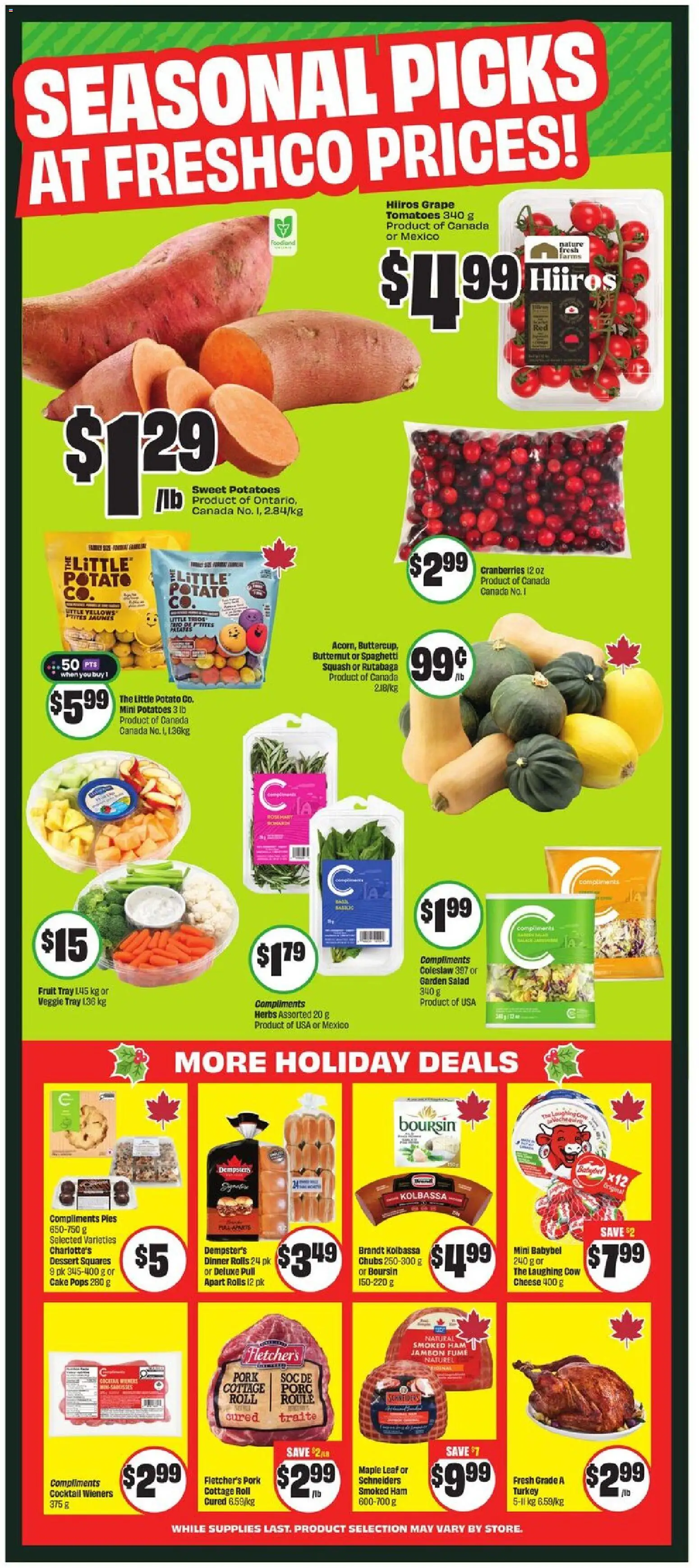 FreshCo flyer valid from 18.12.2025 | Page: 7 | Products: Turkey, Potatoes, Ham, Tomatoes