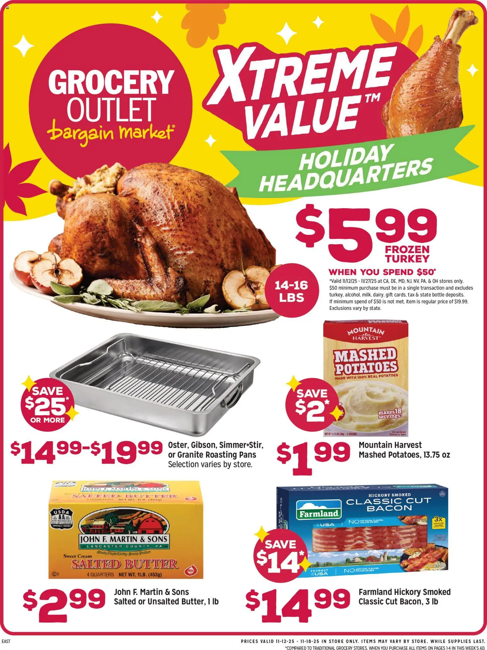 Grocery Outlet Weekly Ad - NJ - valid from 12.11.2025 | Page: 1 | Products: Butter, Cream, Potatoes