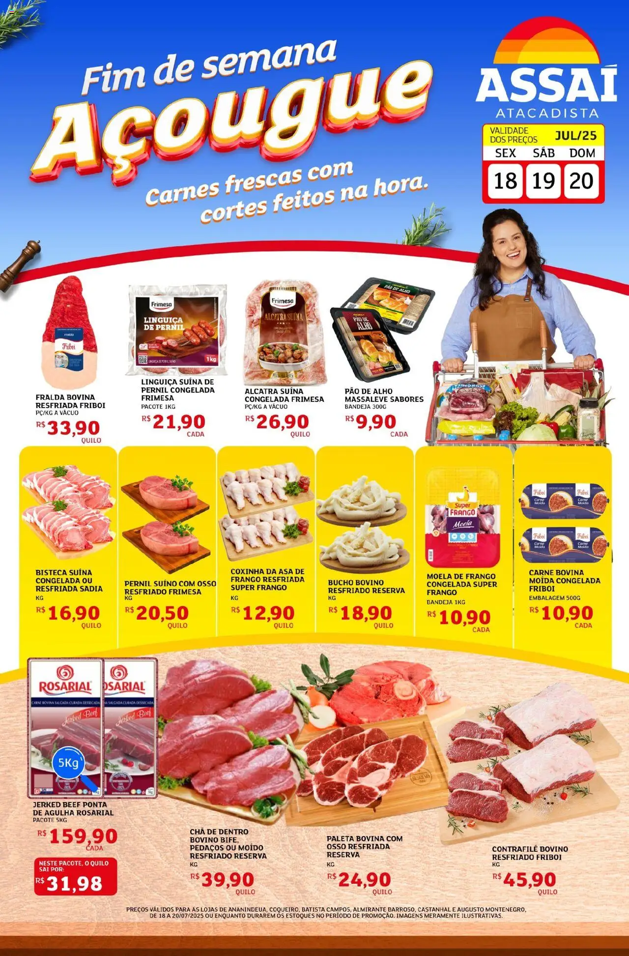 Assaí Atacadista Folheto - válido de 18.07.2025 | Página: 1 | Produtos: Linguiça, Pernil, Carne, Carne moída