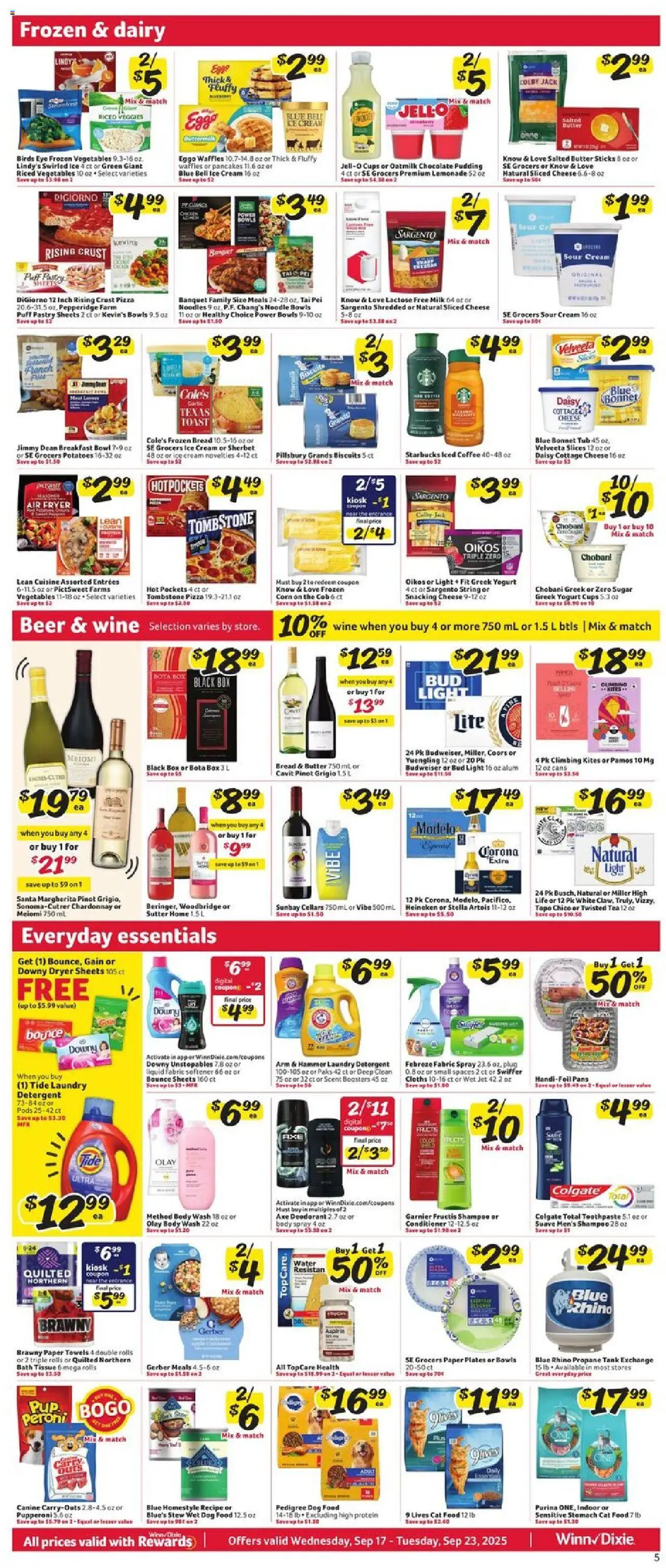 Winn Dixie Weekly Circular - FL - valid from 17.09.2025 | Page: 7 | Products: Dog Food, Coffee, Pizza, Cream