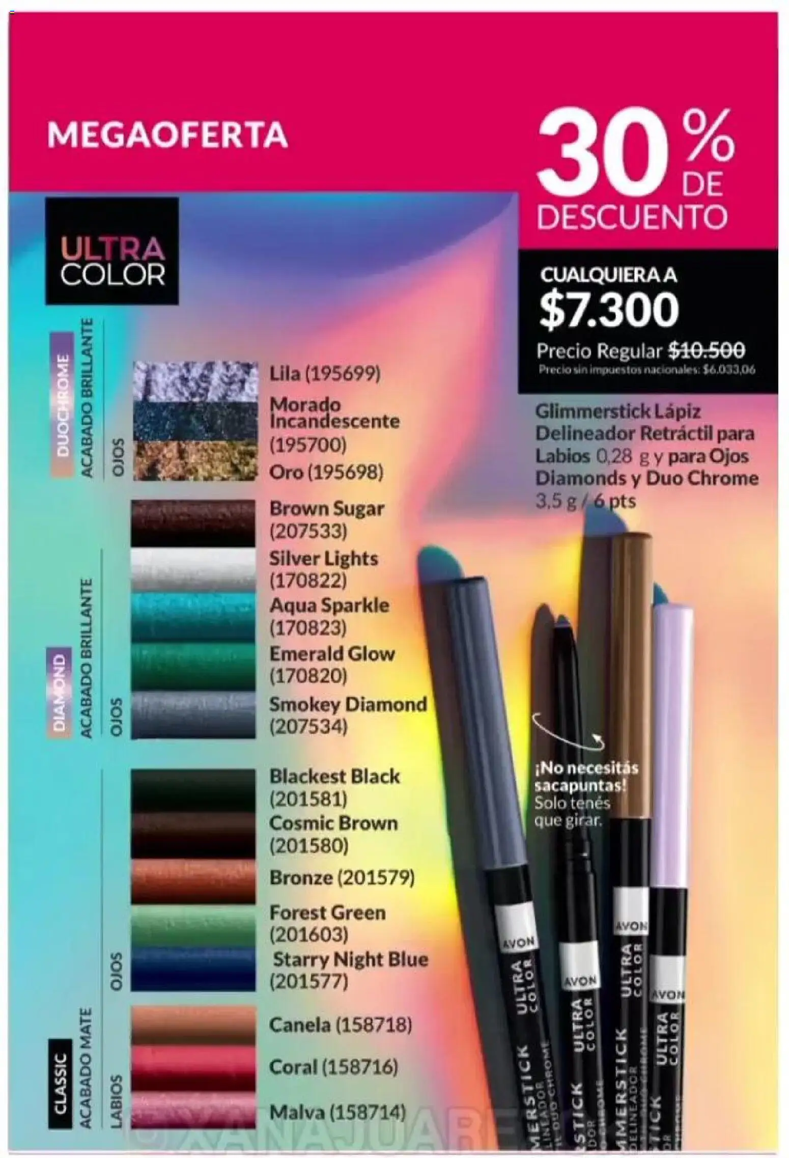 Catálogo AVON Campaña 1/2026 │ válido desde el 01.01.2026 | Página: 173 | Productos: Mate, Sacapuntas, Delineador
