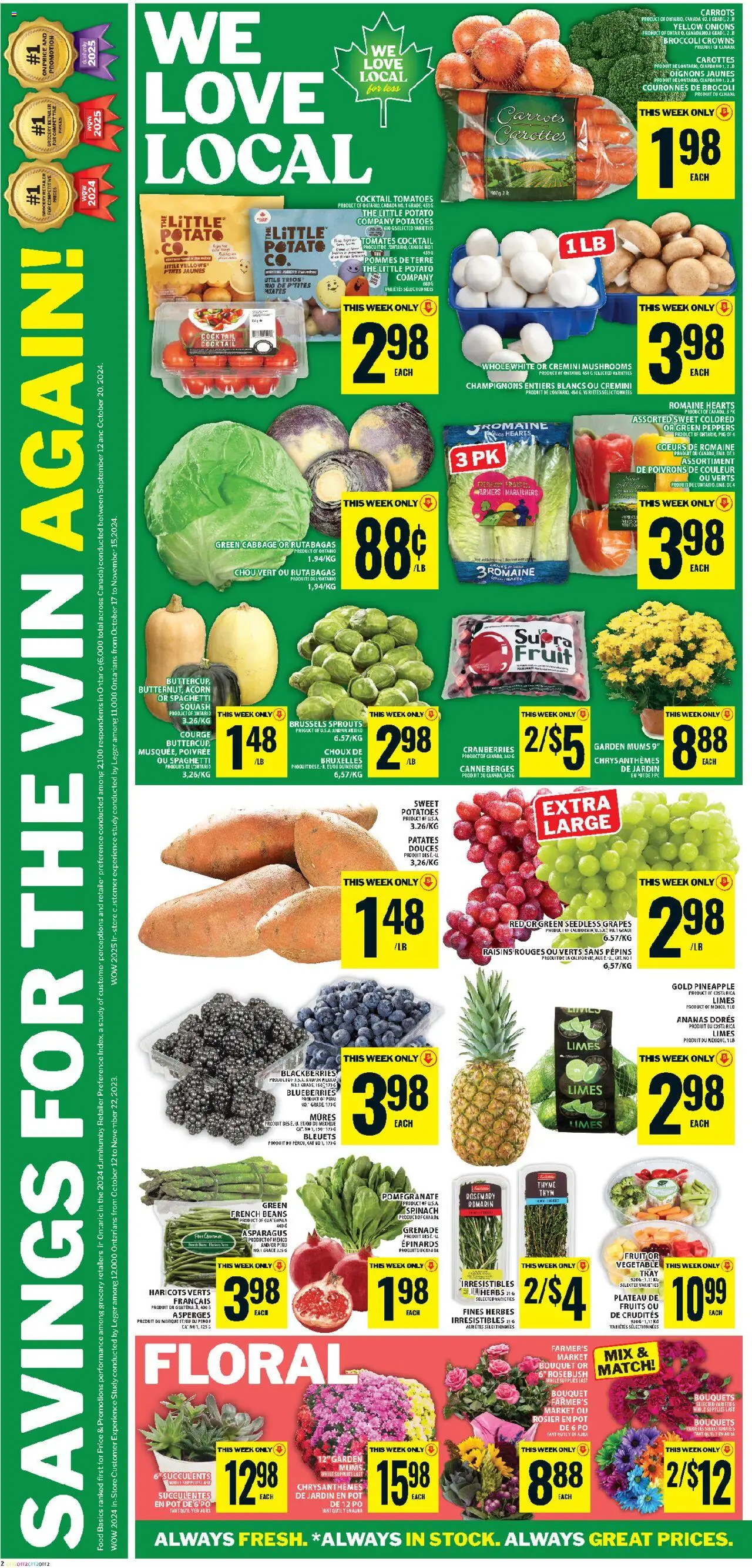 Food Basics flyer valid from 02.10.2025 | Page: 6 | Products: Pineapple, PC, Potatoes, Tomatoes