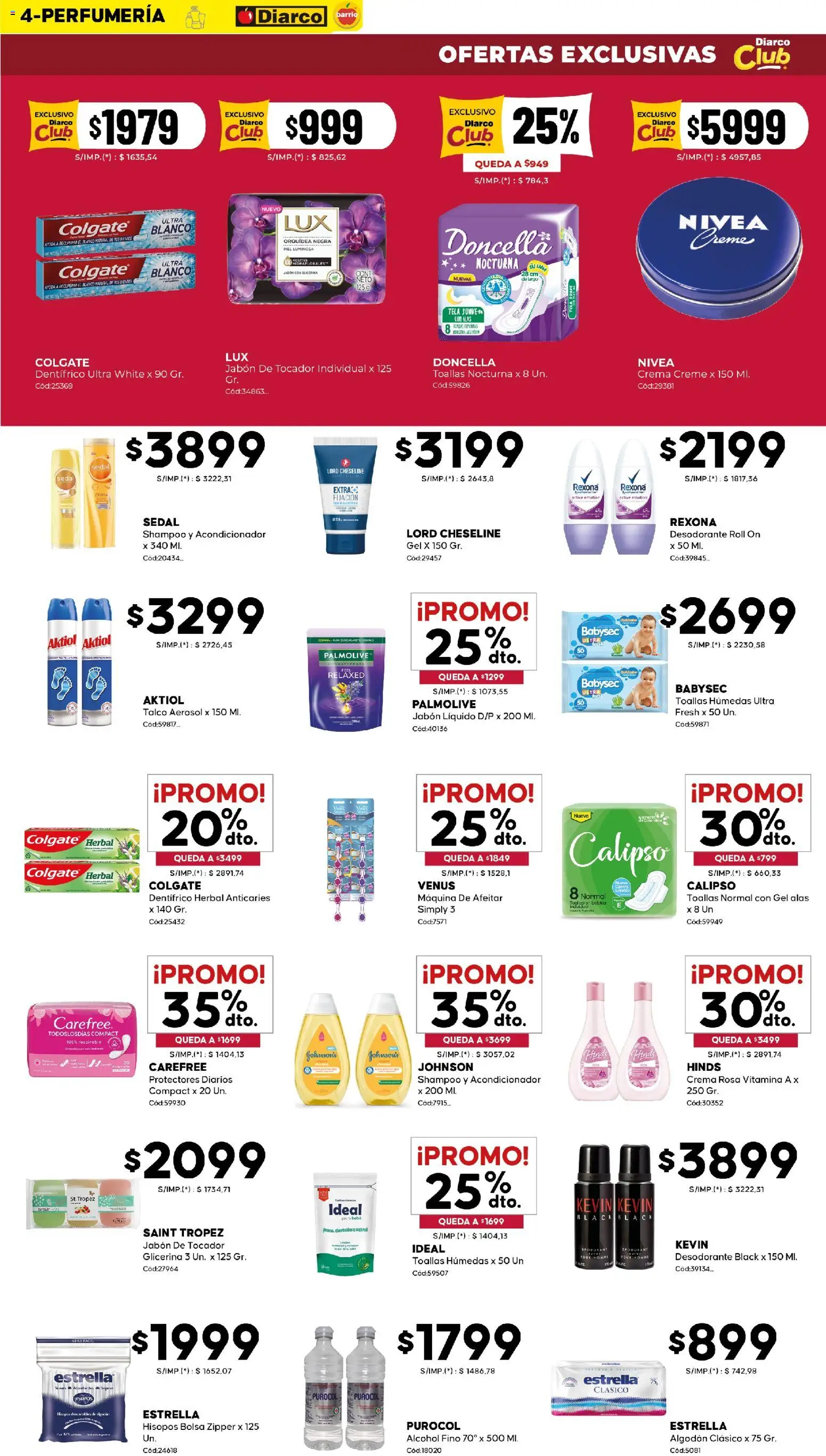 Diarco - Ofertas Diarco Barrio │ válido desde el 10.11.2025 | Página: 4 | Productos: Algodón, Maquina de afeitar, Acondicionador, Protectores diarios