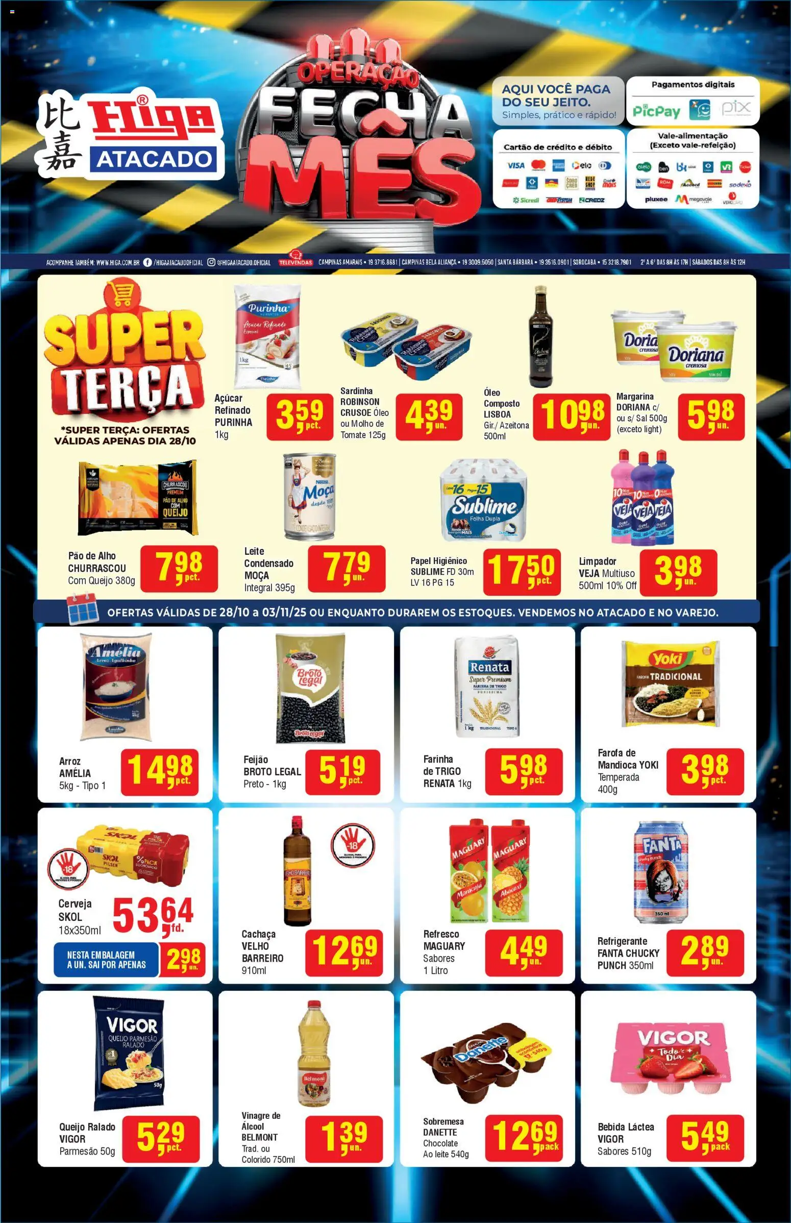 Higa Atacado Folheto - válido de 28.10.2025 | Página: 1 | Produtos: Maracujá, Refresco, Fanta, Queijo parmesão