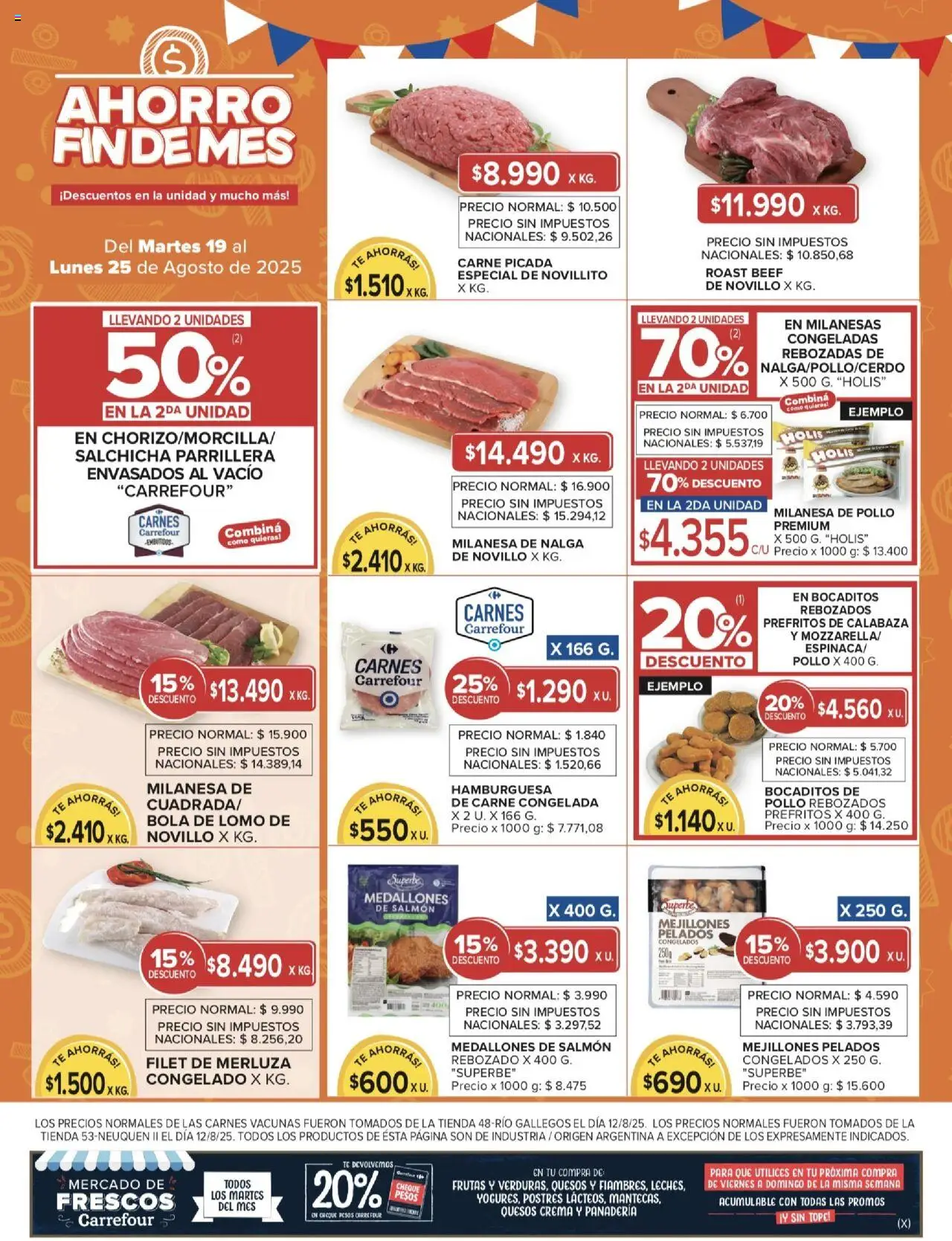 Carrefour ofertas - Chubut │ válido desde el 19.08.2025 | Página: 3 | Productos: Milanesa, Salchicha, Té, Crema
