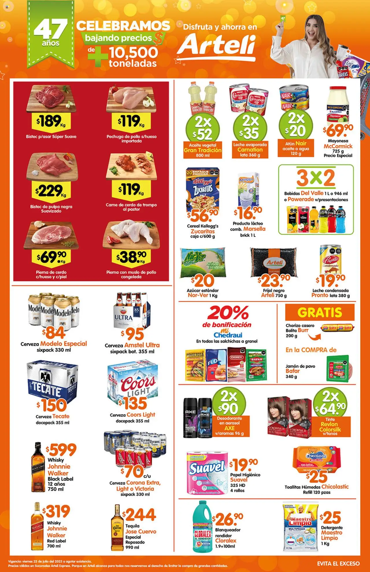 Nuevas ofertas de Arteli válidas en toda la República Mexicana desde el 25.07.2025. ¡Encuentra las mejores ofertas en Arteli Prensa Express! | Página: 1 | Productos: Desodorante, Aceite, Chorizo, Caja