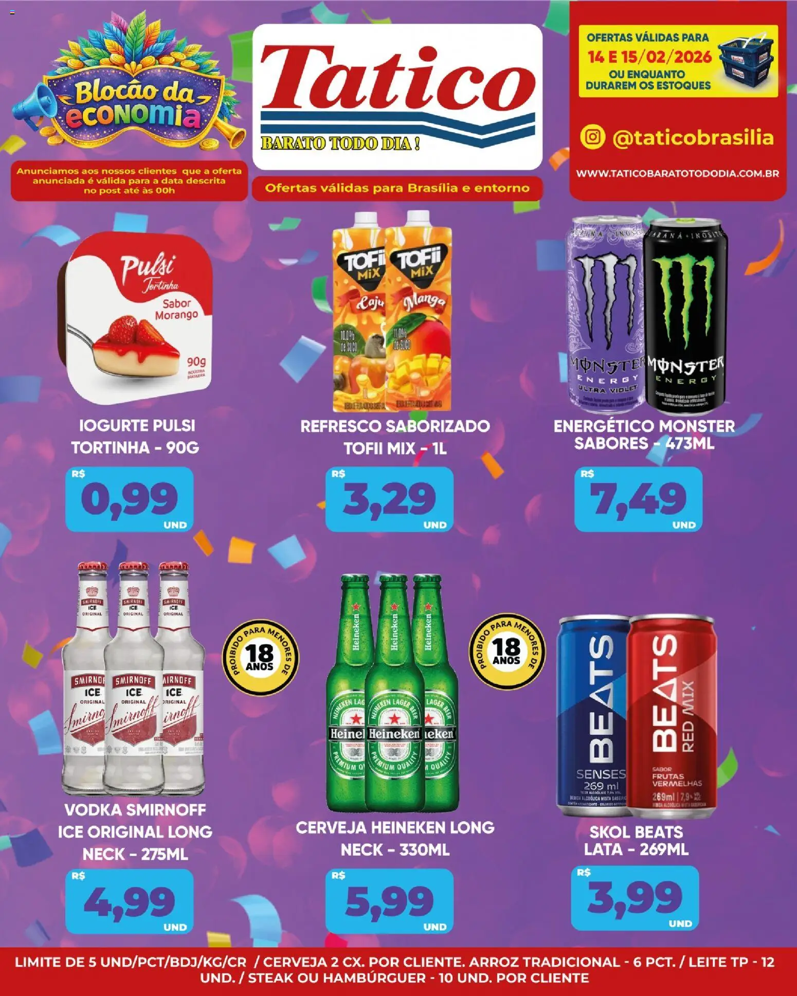 Tatico Folheto - válido de 14.02.2026 | Página: 7 | Produtos: Refresco, Leite, Heineken, Monster