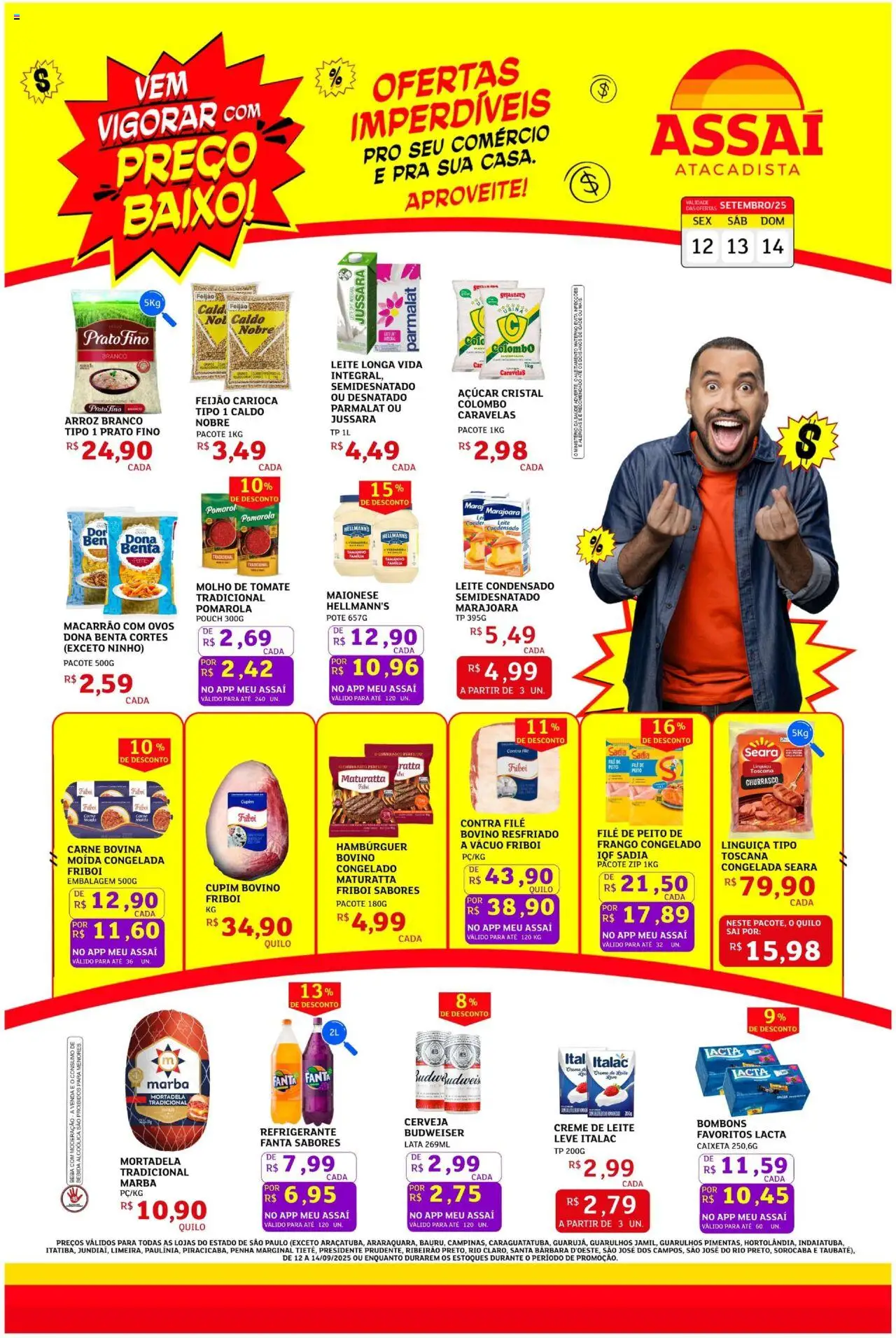 Assaí Atacadista Folheto - válido de 12.09.2025 | Página: 1 | Produtos: Molho de tomate, Arroz, Carne, Baixo