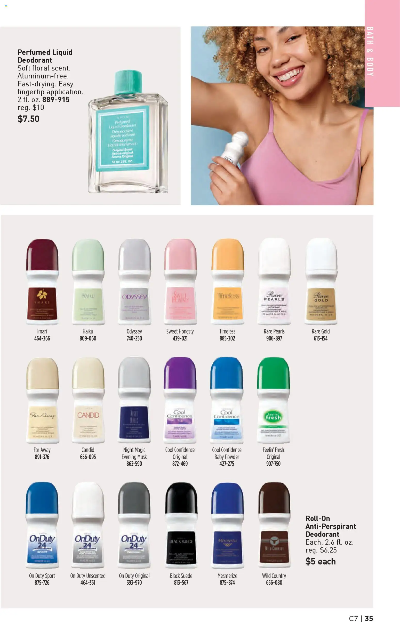 Avon Brochure - valid from 25.03.2026 | Page: 35 | Products: Bath, Powder, Deodorant, Antiperspirant