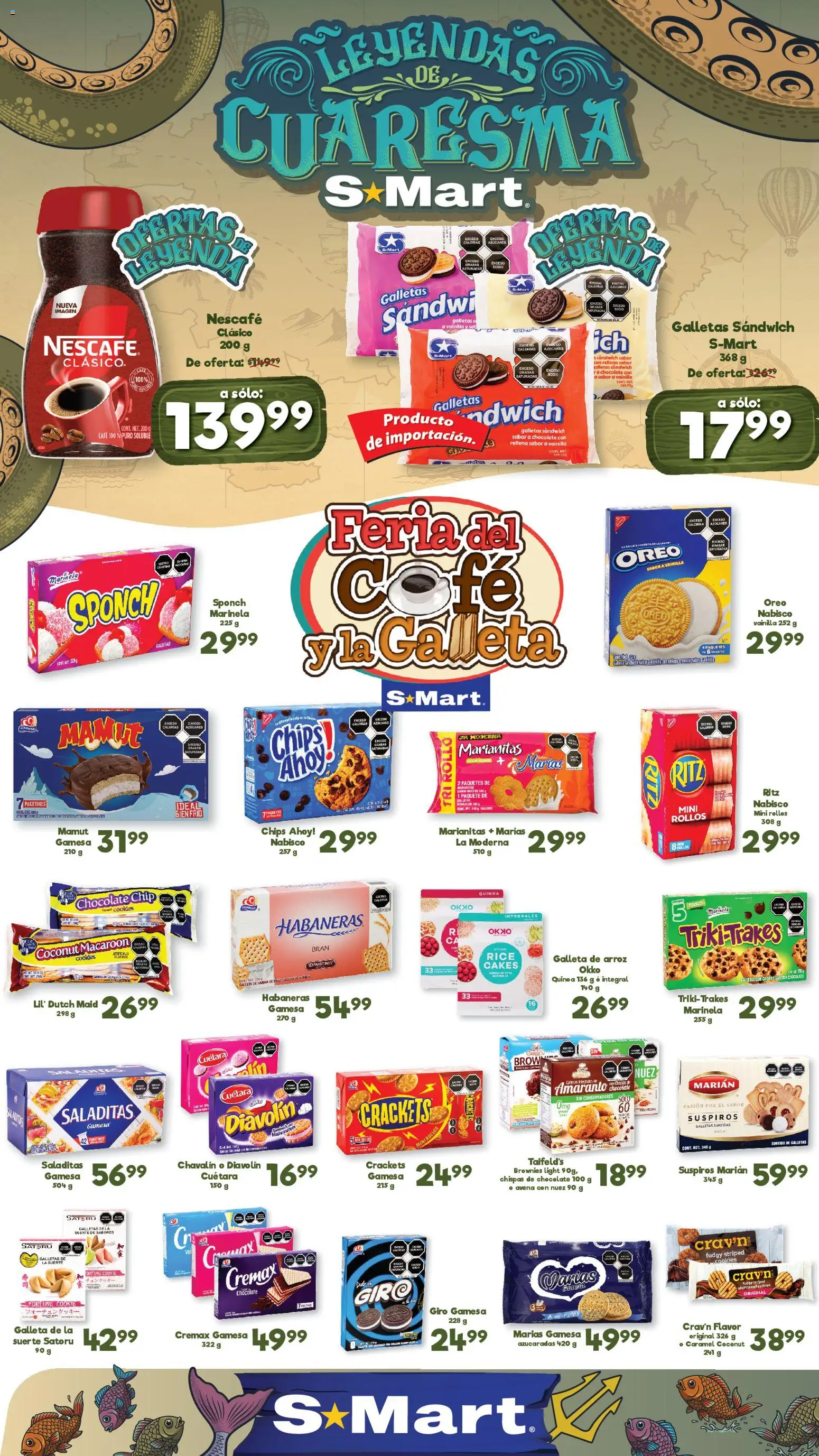 Nuevas ofertas de S-Mart válidas en toda la República Mexicana desde el 17.03.2026. ¡Encuentra las mejores ofertas en S-Mart folleto Ofertas de feria Juárez! | Página: 1 | Productos: Café, Chocolate, Arroz, Galletas