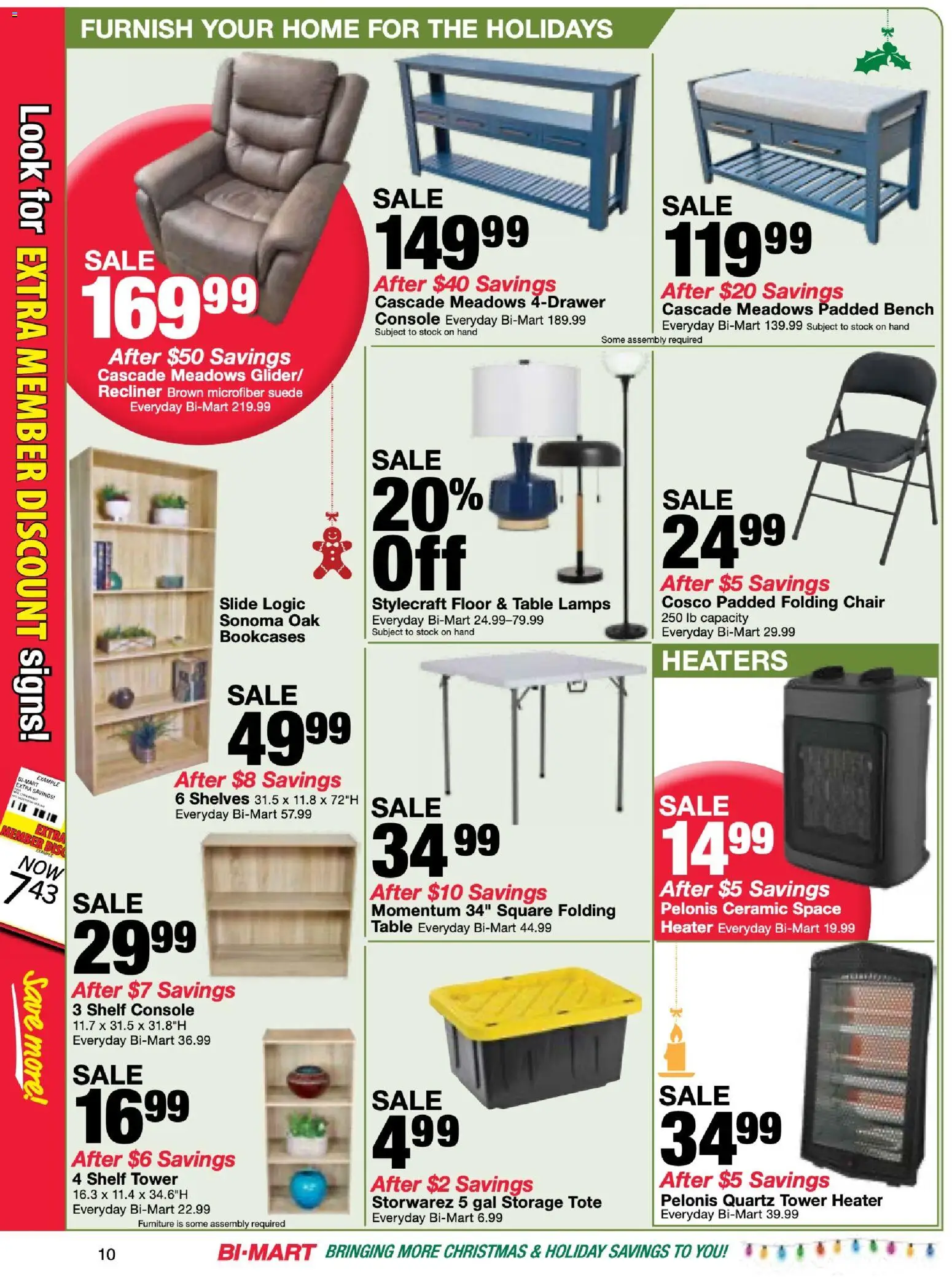 Bi-Mart Membership Savings Book - valid from 02.12.2025 | Page: 10 | Products: Shelf, Table, Chair, Recliner