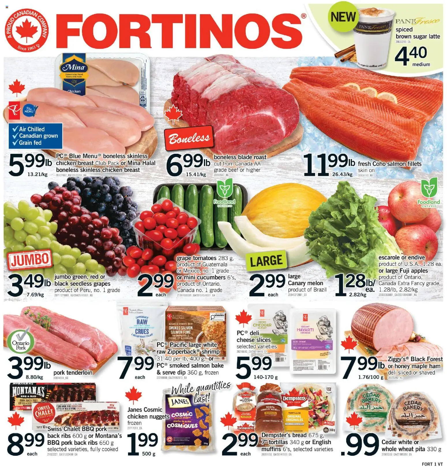 Fortinos flyer valid from 22.01.2026 | Page: 1 | Products: Beef, Cucumbers, Chicken, Pork