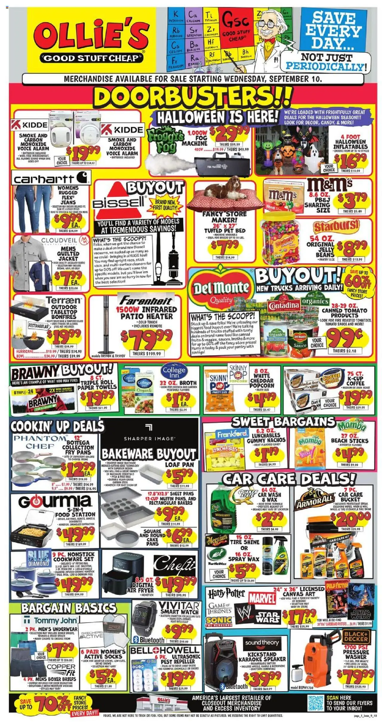 Ollie's Weekly Ad - valid from 10.09.2025 | Page: 1 | Products: Socks, Jeans, Watch, Speaker