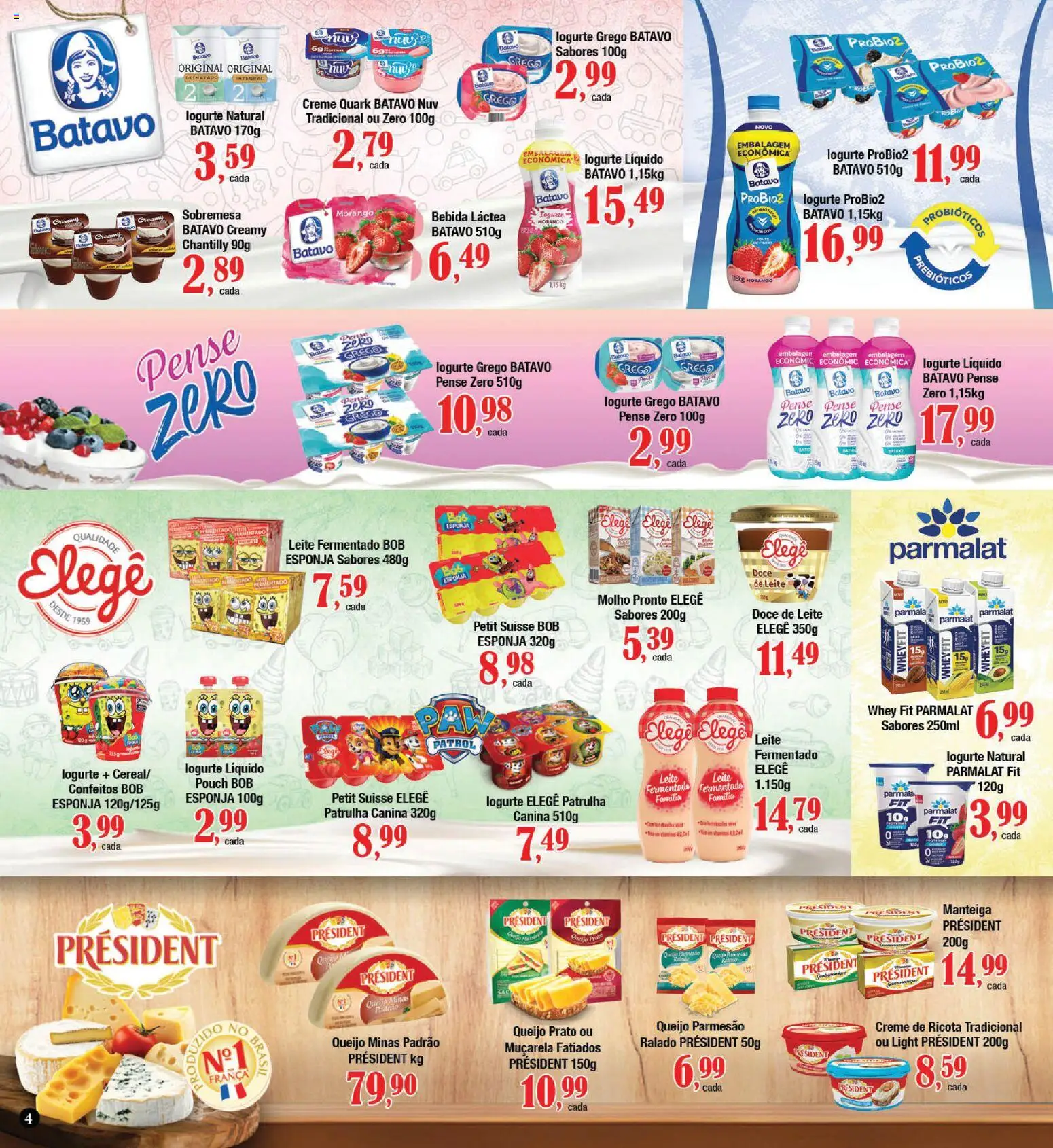 Supermercados Unidos Folheto - válido de 17.11.2025 | Página: 4 | Produtos: Queijo, Doce de leite elege, Creme, Queijo parmesão