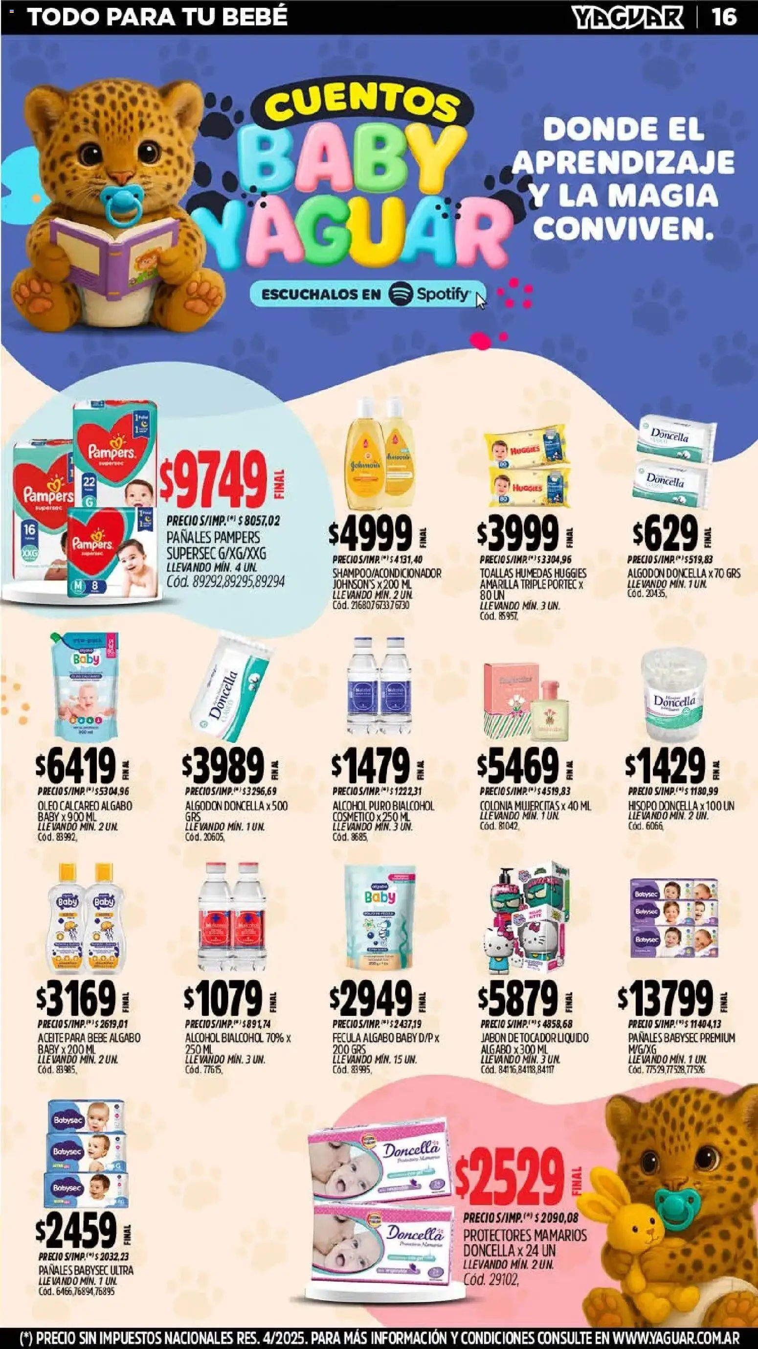 Yaguar - Oferta Semanal Salta │ válido desde el 23.02.2026 | Página: 15 | Productos: Algodón, Toallas, Jabón, Pañales