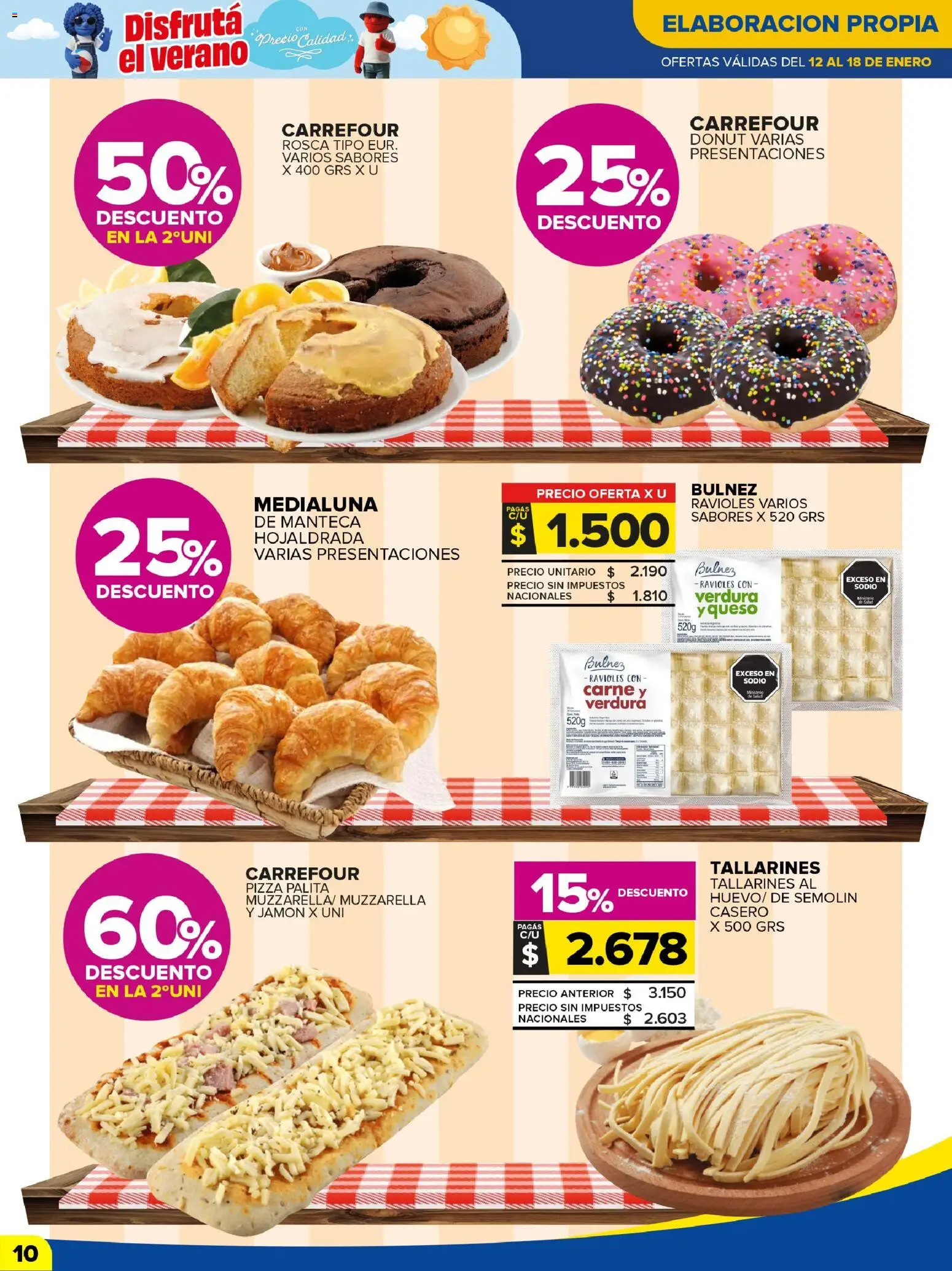 Carrefour Maxi catálogo │ válido desde el 12.01.2026 | Página: 10 | Productos: Medialuna, Queso, Pizza, Ravioles
