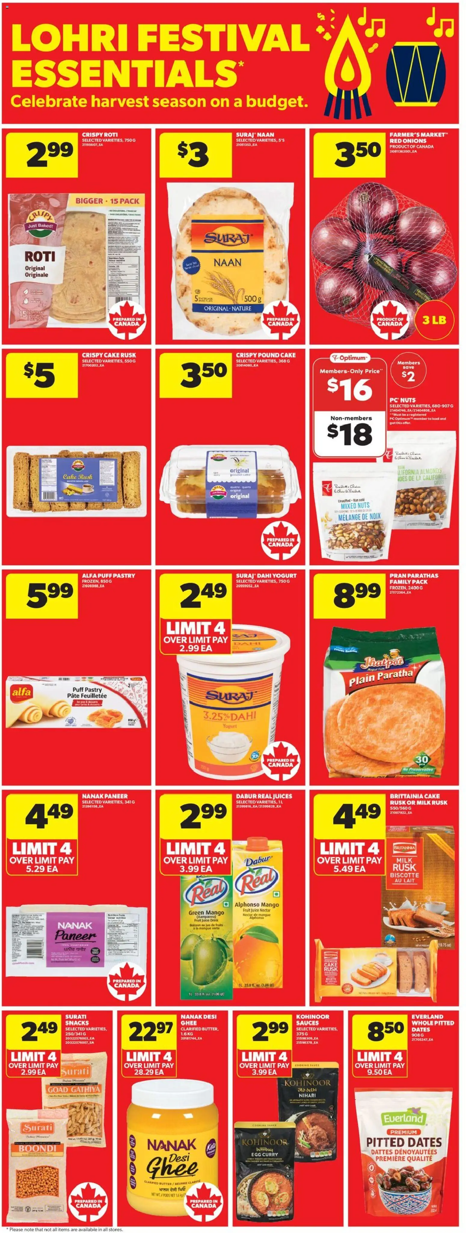 Real Canadian Superstore flyer valid from 01.01.2026 | Page: 13 | Products: PC, Milk, Butter, Juice