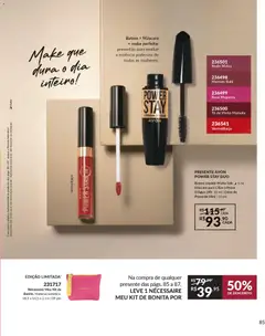 Avon - Campanha 04 - Pré-Visualização do folheto da loja Avon, válido de 18.02.2026 | Página: 85 | Produtos: Máscara para cílios, Batom, Necessaire, Caixa