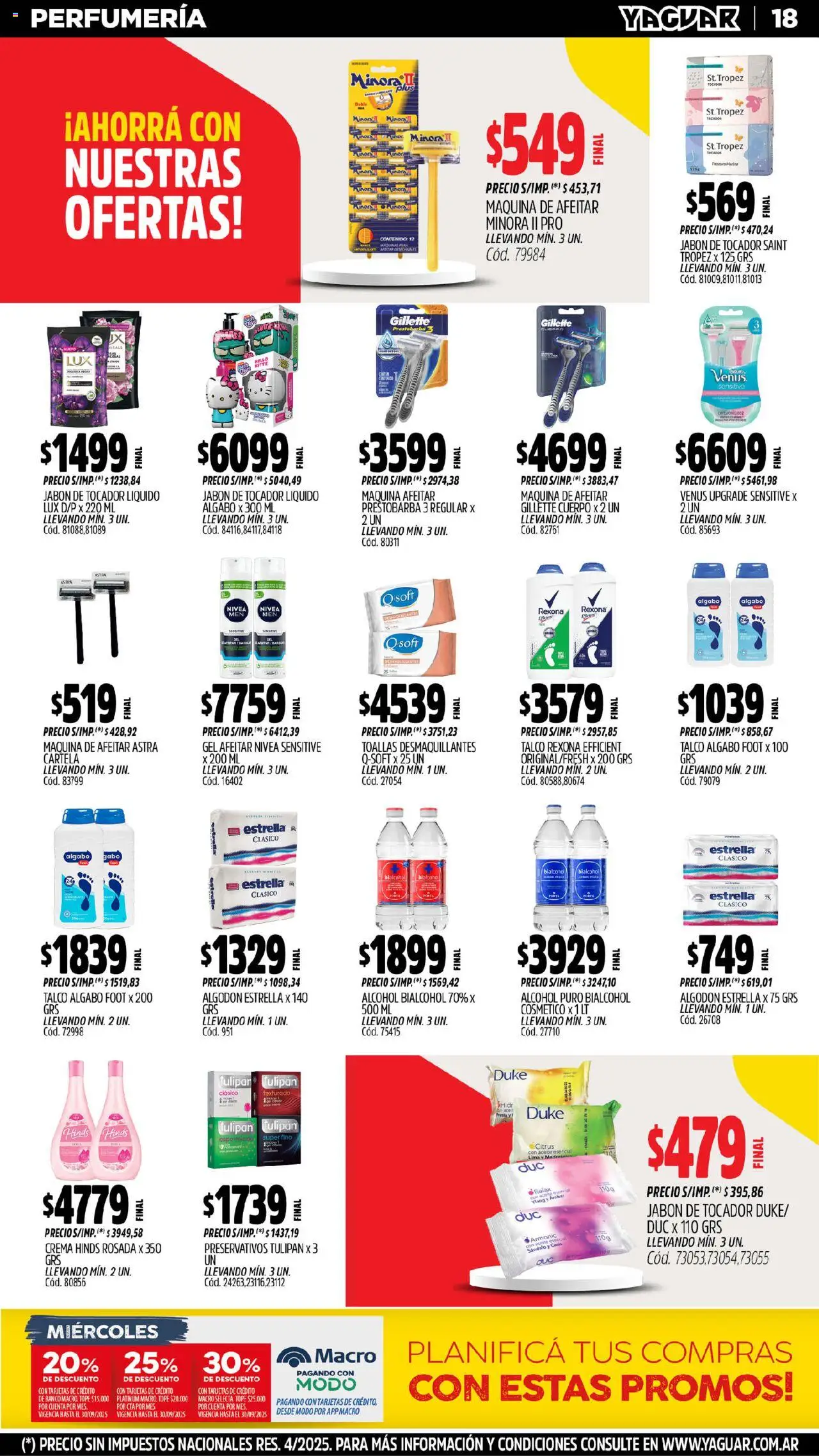 Yaguar - Bahía Blanca │ válido desde el 29.09.2025 | Página: 30 | Productos: Algodón, Toallas, Maquina de afeitar, Lima