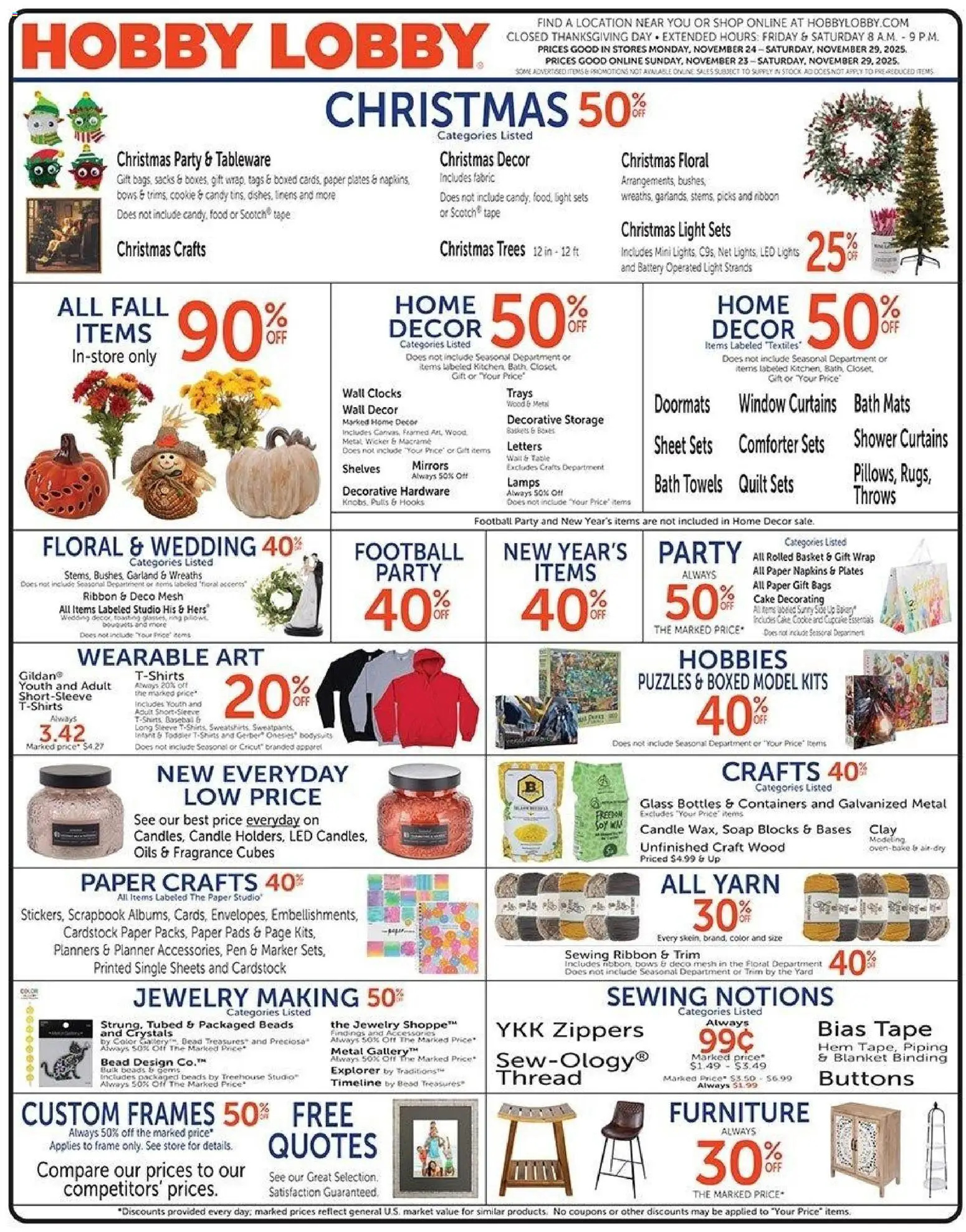 Hobby Lobby Weekly Ad - valid from 24.11.2025 | Page: 1 | Products: Trim, Battery, Soap, Closet
