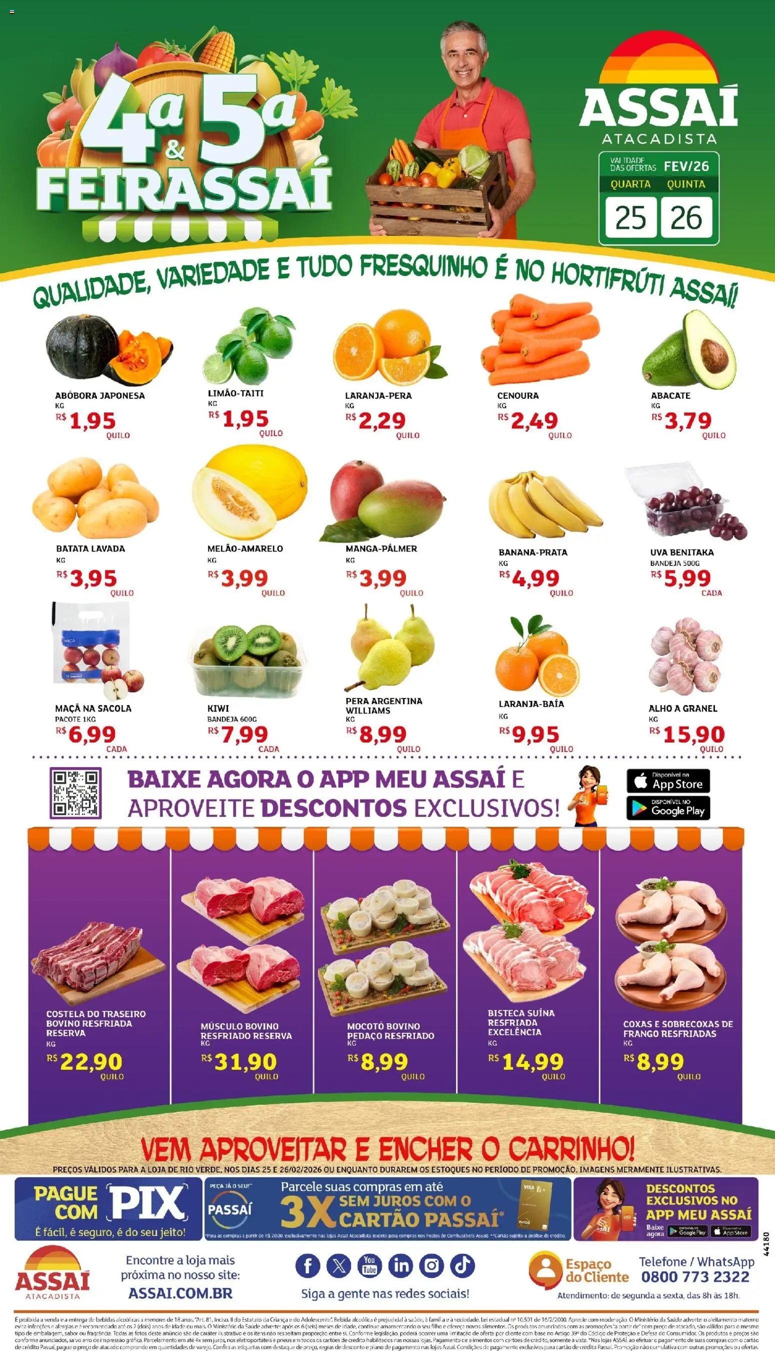 Assaí Atacadista Folheto - válido de 25.02.2026 | Página: 1 | Produtos: Carrinho, Cenoura, Bandeja, Batata