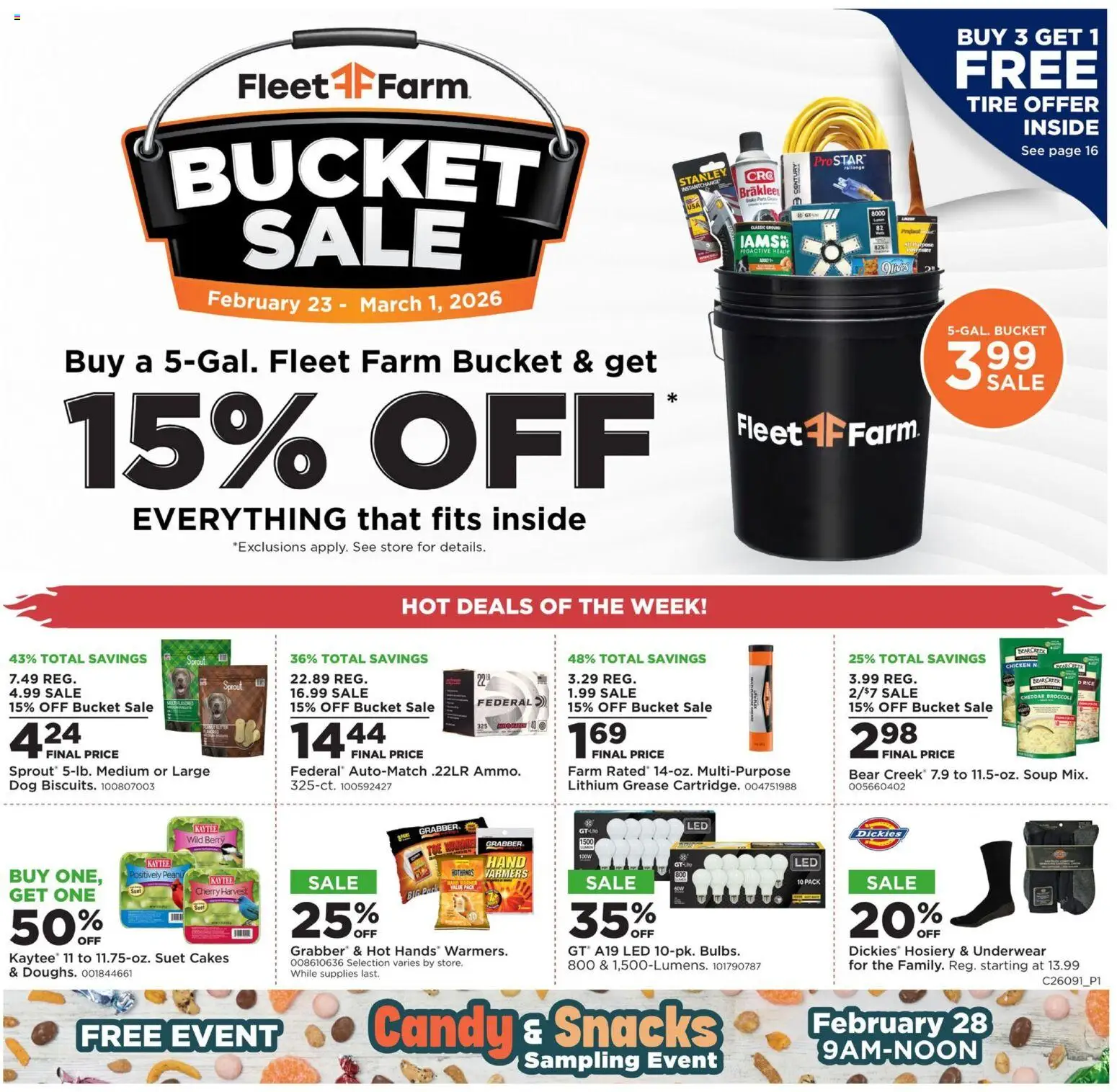 Mills Fleet Farm Weekly Ad - valid from 23.02.2026 | Page: 1 | Products: Broccoli, Tire, Rice, Underwear
