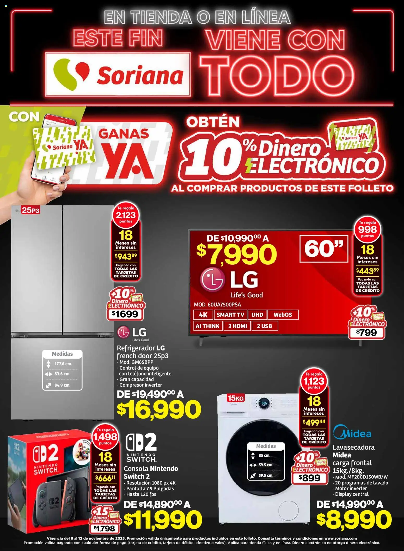 Nuevas ofertas de Soriana válidas en toda la República Mexicana desde el 05.11.2025. ¡Encuentra las mejores ofertas en Soriana - Este fin Soriana viene con todo Híper Nacional! | Página: 1 | Productos: Usb, Refrigerador, Té, Teléfono