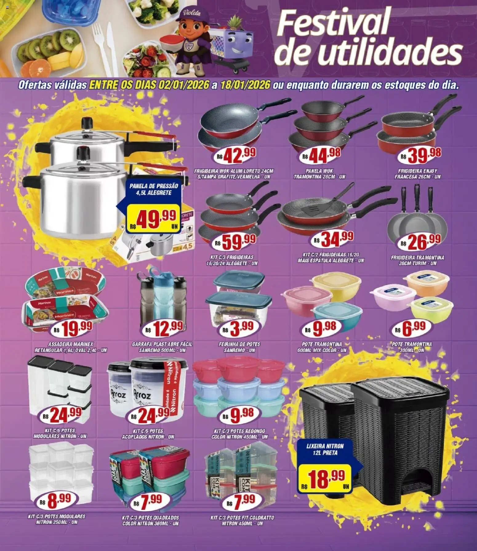 Violeta Supermercados Folheto - válido de 02.01.2026 | Página: 1 | Produtos: Frigideira, Panela, Panela de pressão, Lixeira
