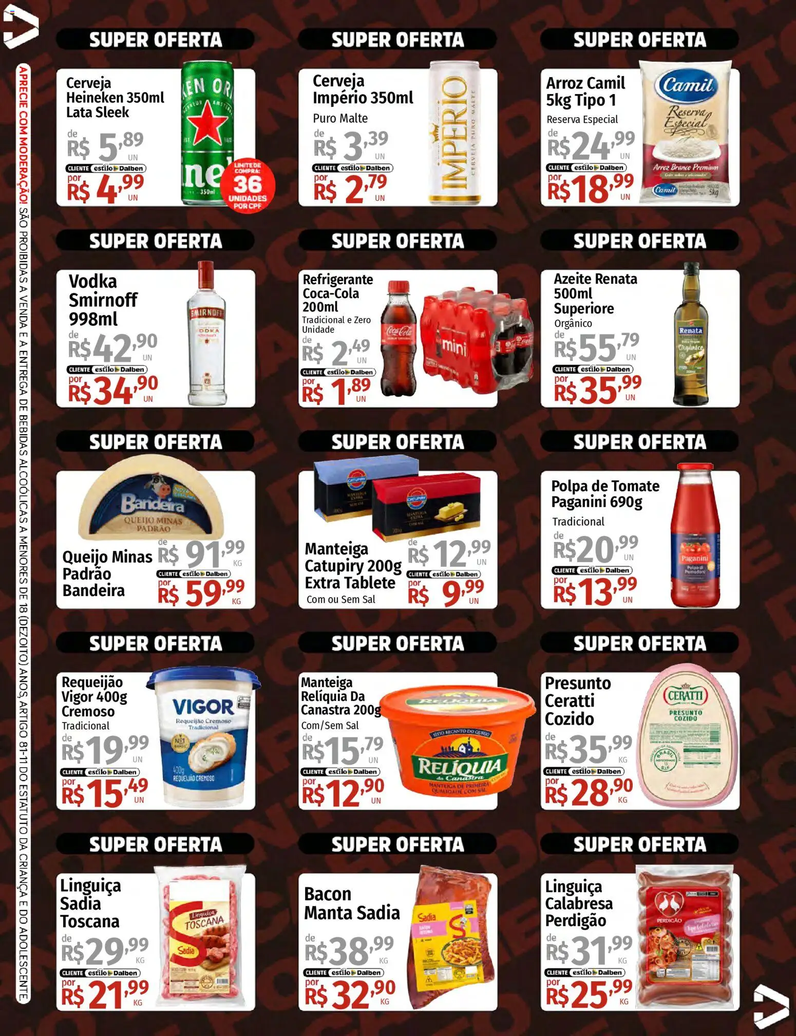 Supermercado Dalben Folheto - válido de 25.03.2026 | Página: 2 | Produtos: Manteiga, Presunto, Cerveja Heineken, Catupiry
