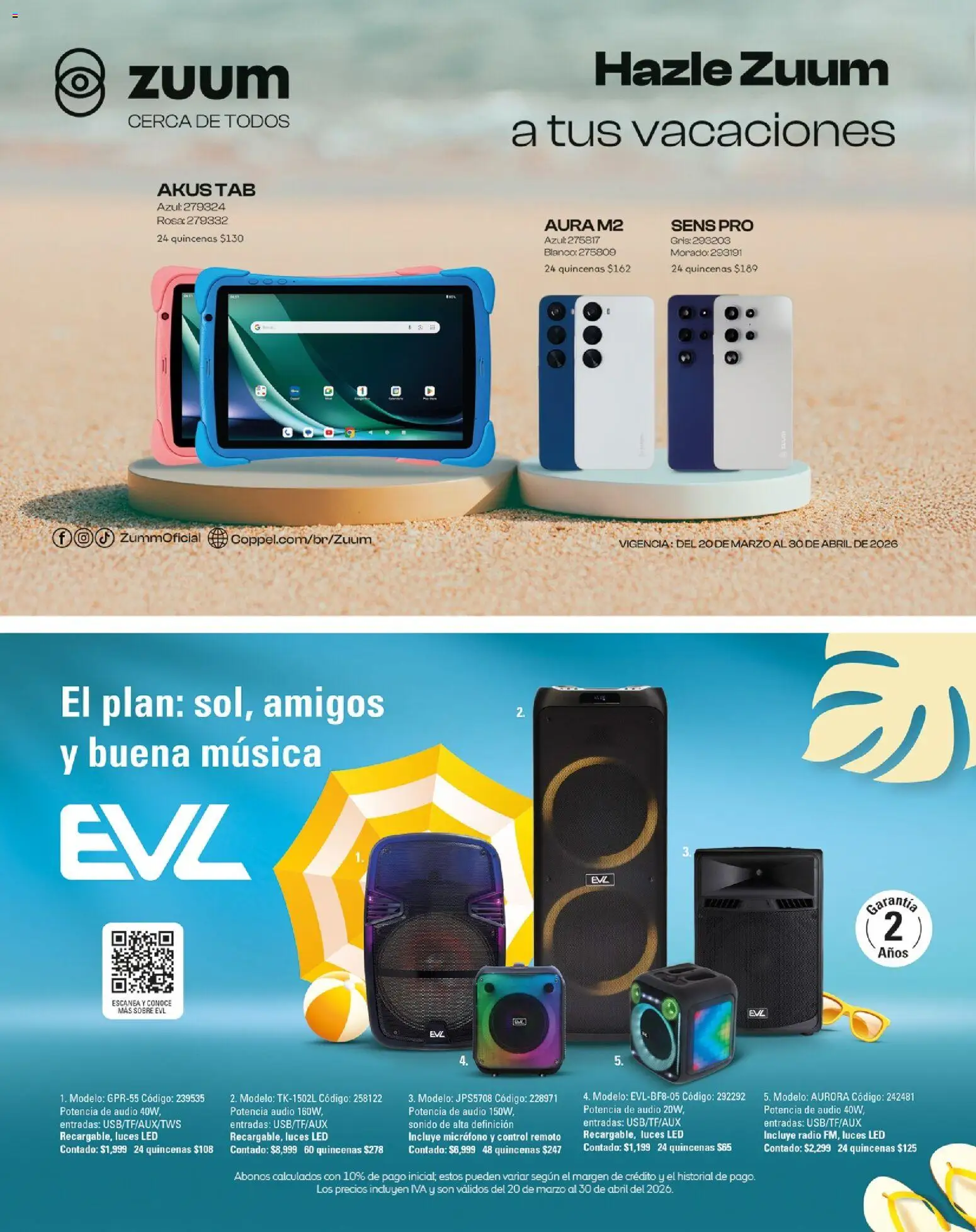 Nuevas ofertas de Coppel válidas en toda la República Mexicana desde el 01.03.2026. ¡Encuentra las mejores ofertas en Coppel catálogo Vacaciones Semana Santa! | Página: 70 | Productos: Audio, Control remoto, Micrófono, Sobre