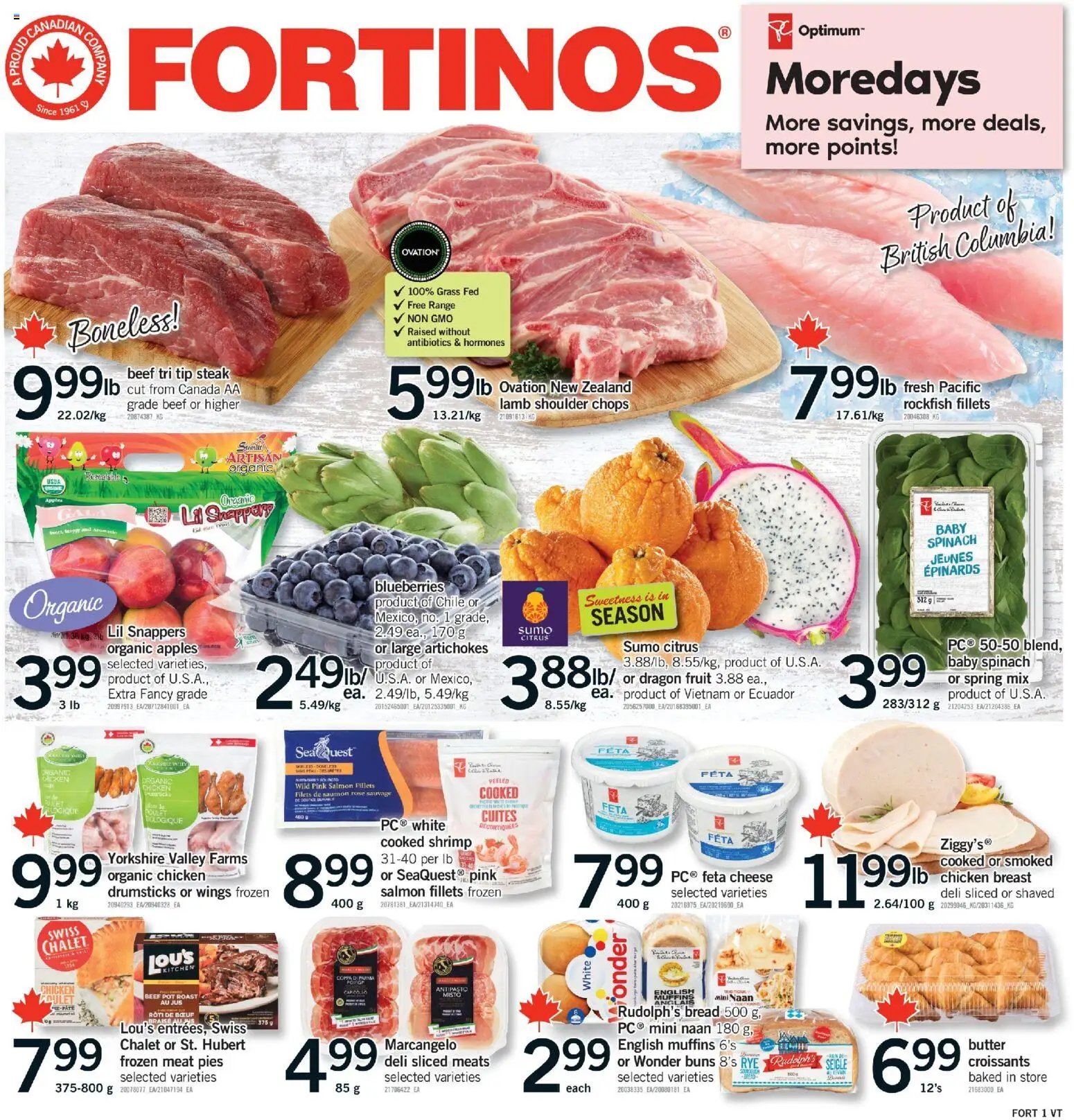 Fortinos flyer valid from 29.01.2026 | Page: 1 | Products: Beef, Bread, Chicken, Apples