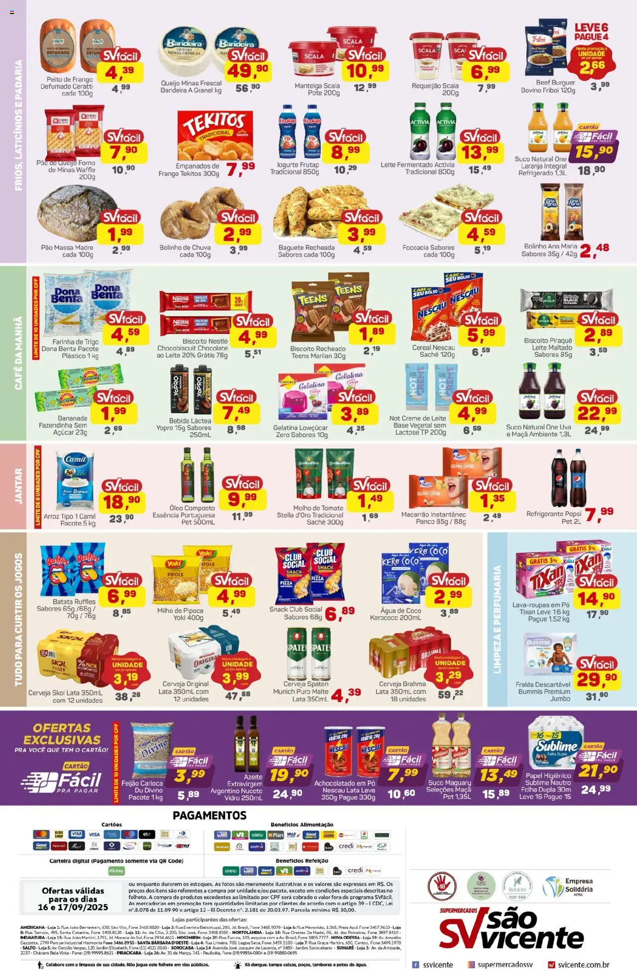 Supermercados São Vicente Folheto - válido de 16.09.2025 | Página: 2 | Produtos: Café, Massa, Açúcar, Carteira