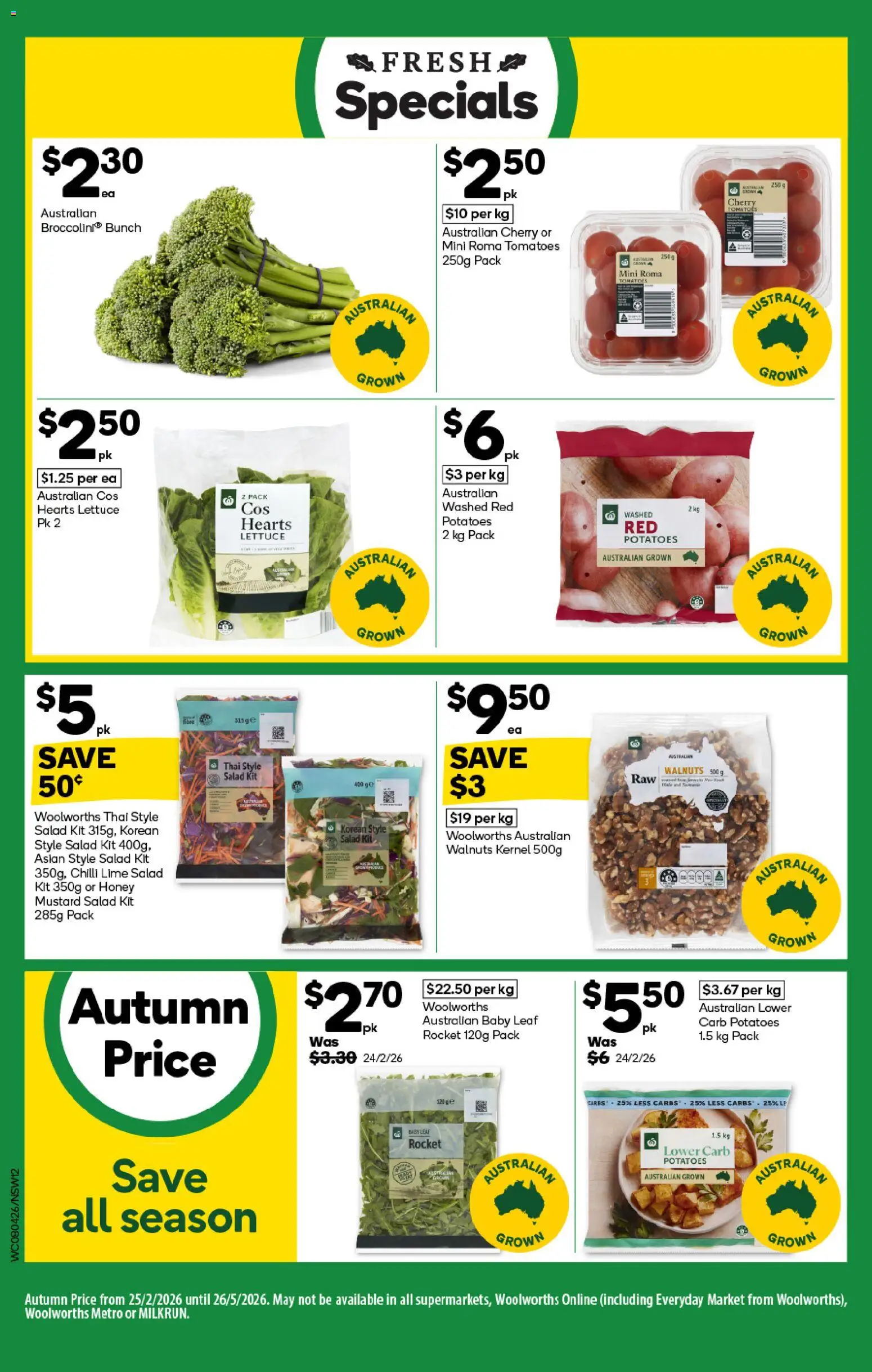 Woolworths catalogue - valid from 08.04.2026 | Page: 12 | Products: Rocket, Potatoes, Chilli, Lime
