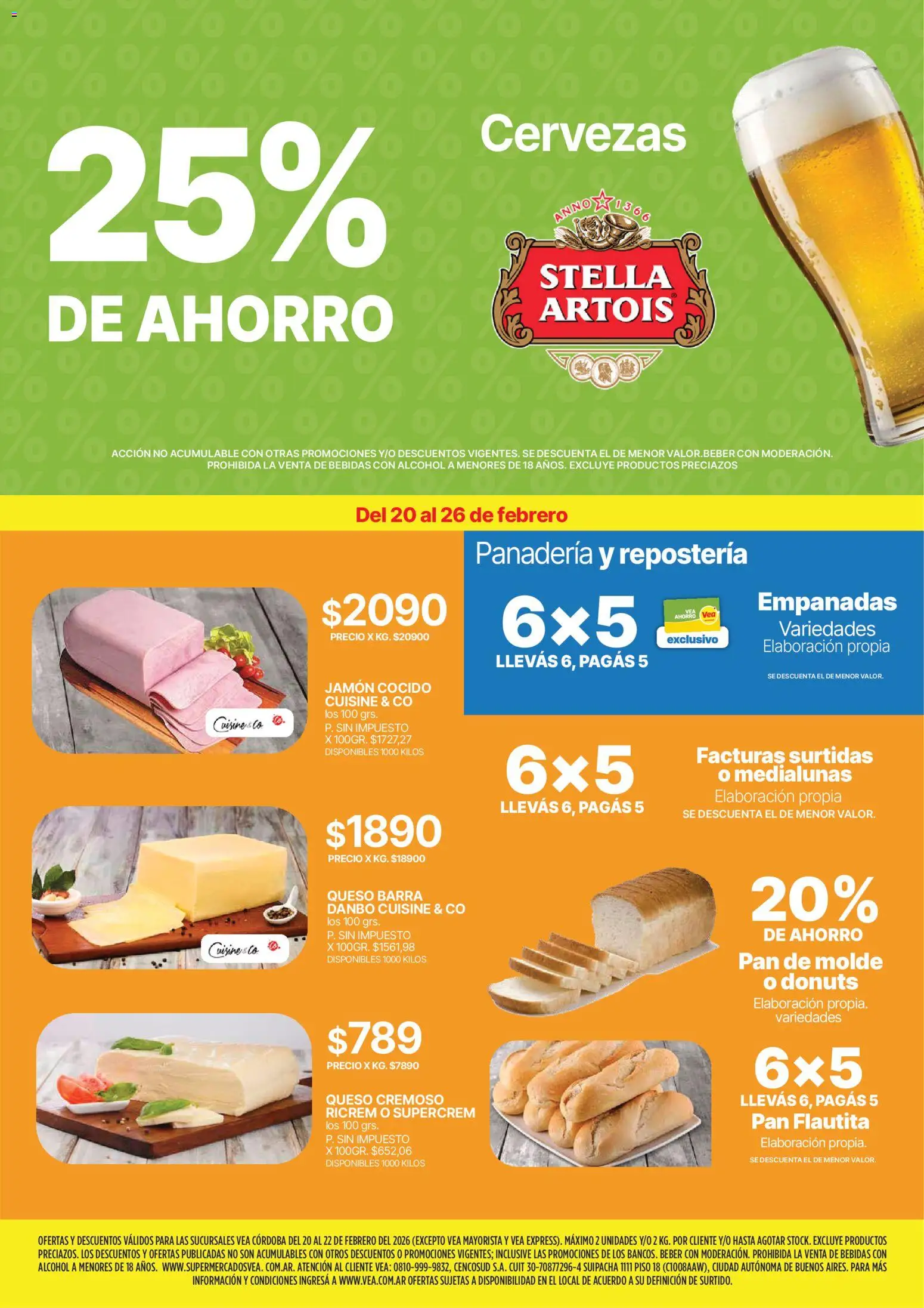 Vea - Ofertas fin de semana | Córdoba │ válido desde el 20.02.2026 | Página: 2 | Productos: Jamón cocido, Queso, Pan, Jamón