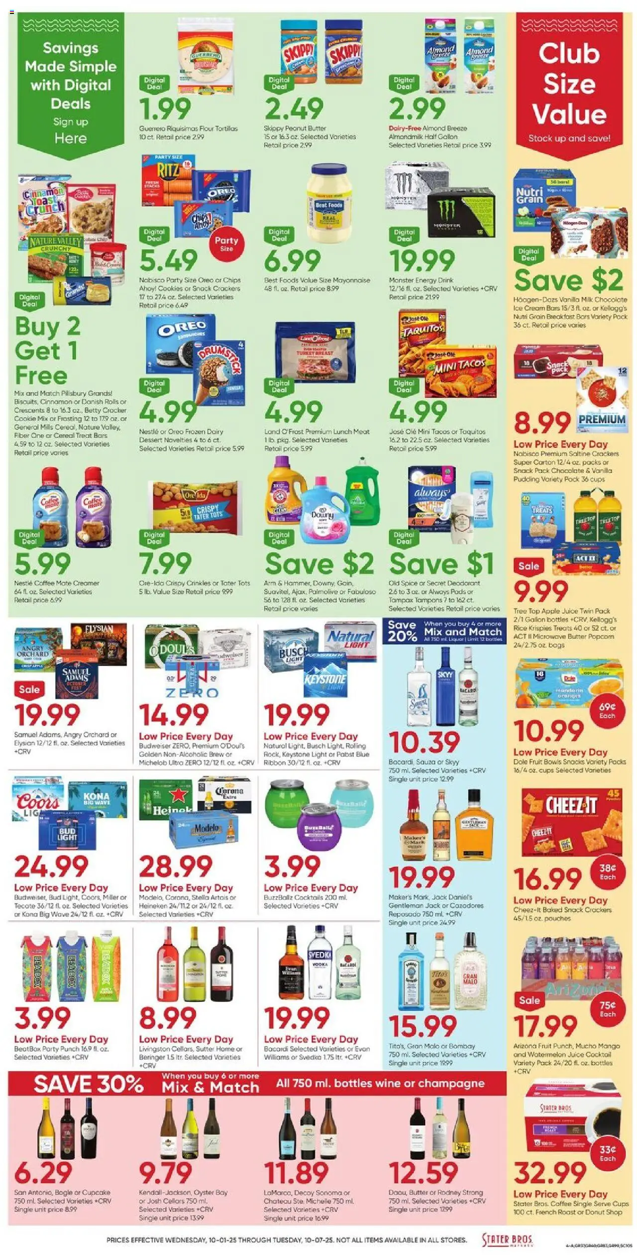 Stater Bros Weekly Ad - valid from 01.10.2025 | Page: 4 | Products: Milk, Cookies, Watermelon, Cupcake