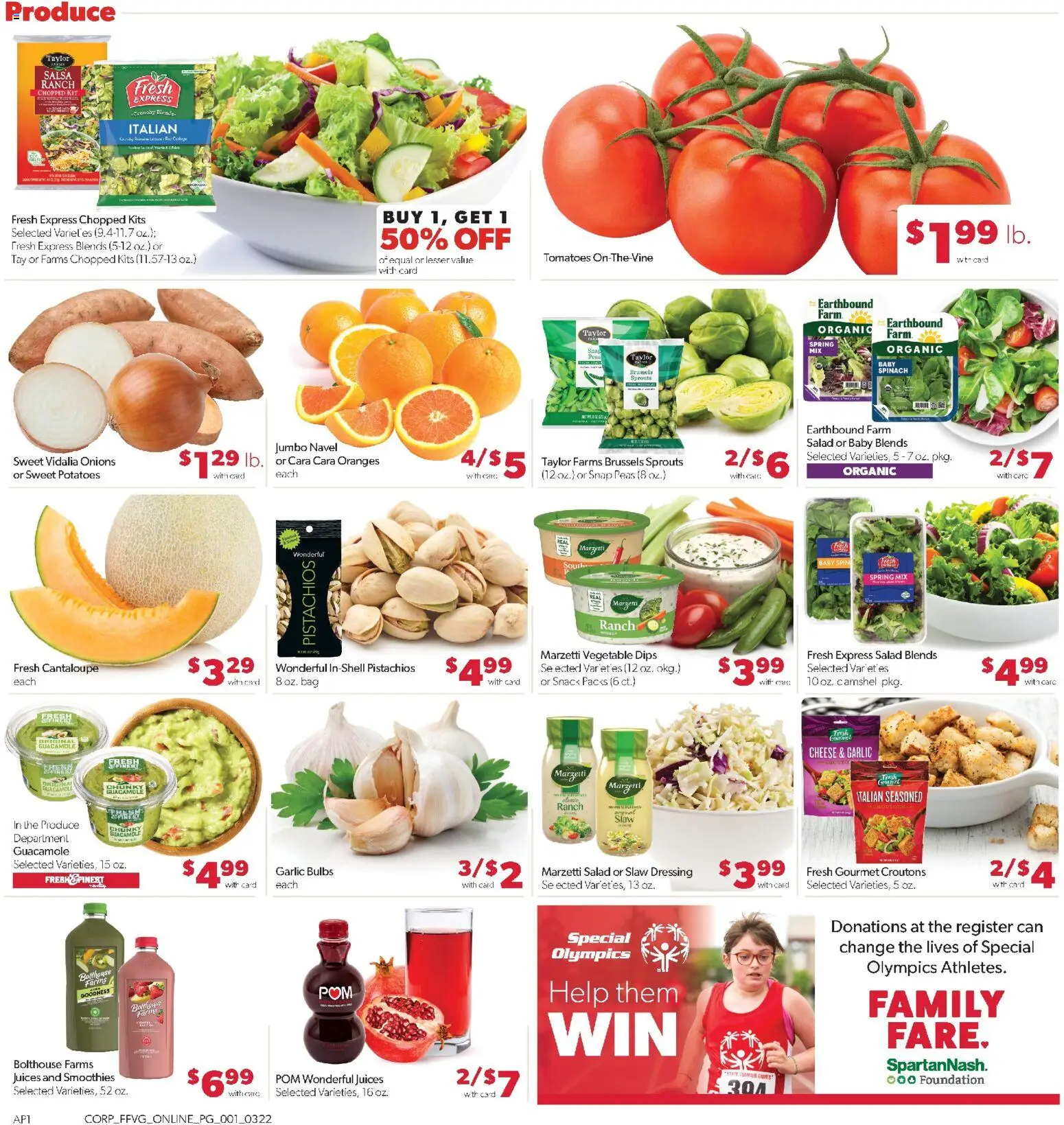 Family Fare Weekly Ad - MI - valid from 22.03.2026 | Page: 9 | Products: Spinach, Oranges, Salad, Garlic